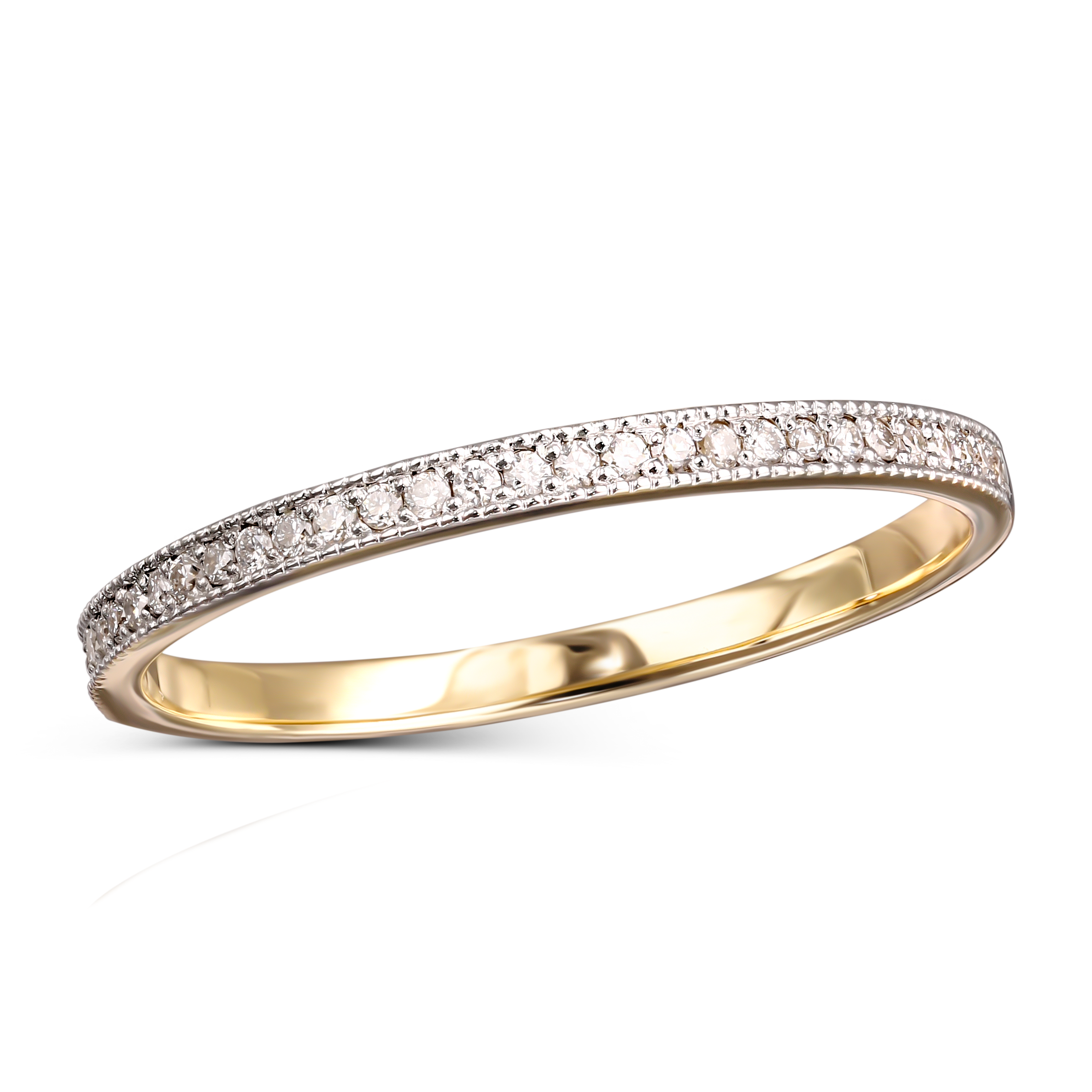 Pierścionek obrączkowy złoty z 30 diamentami naturalnymi 0.11ct, próba 585