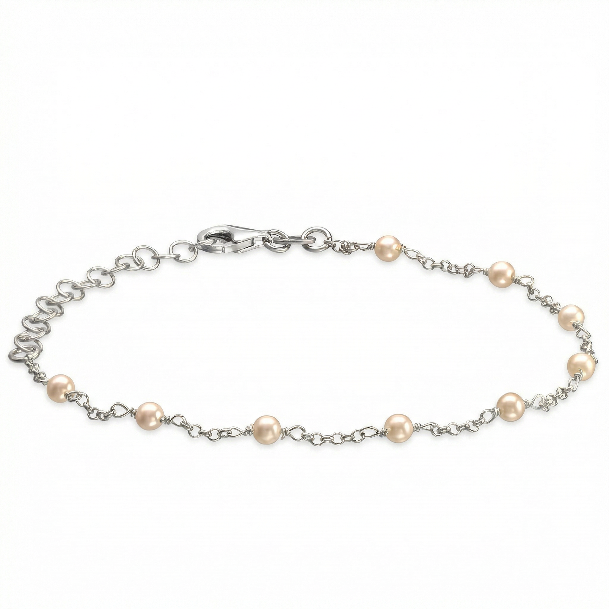 Bransoletka srebrna z perełkami, próba 925