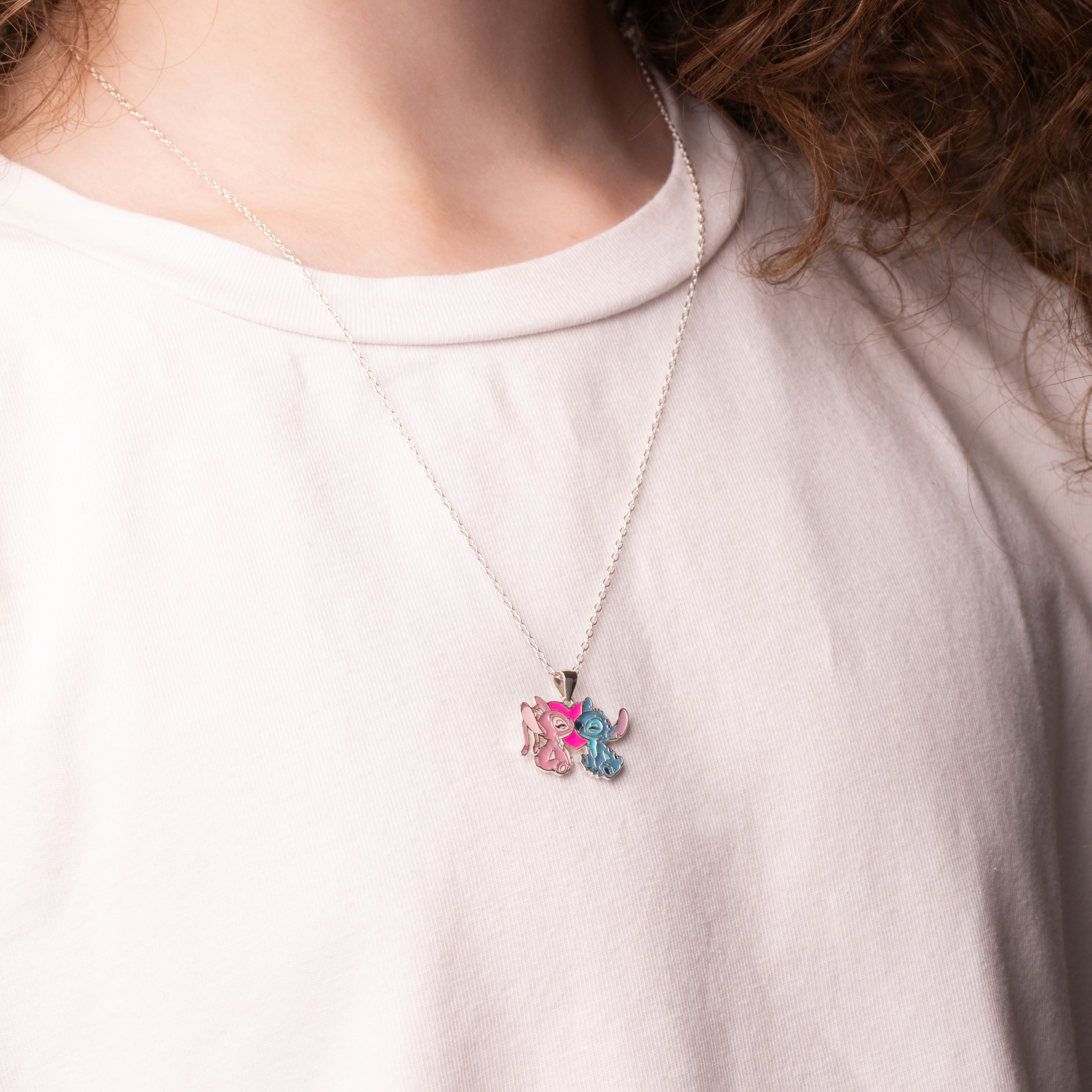 Srebrny naszyjnik Stitch i Angel, próba 925