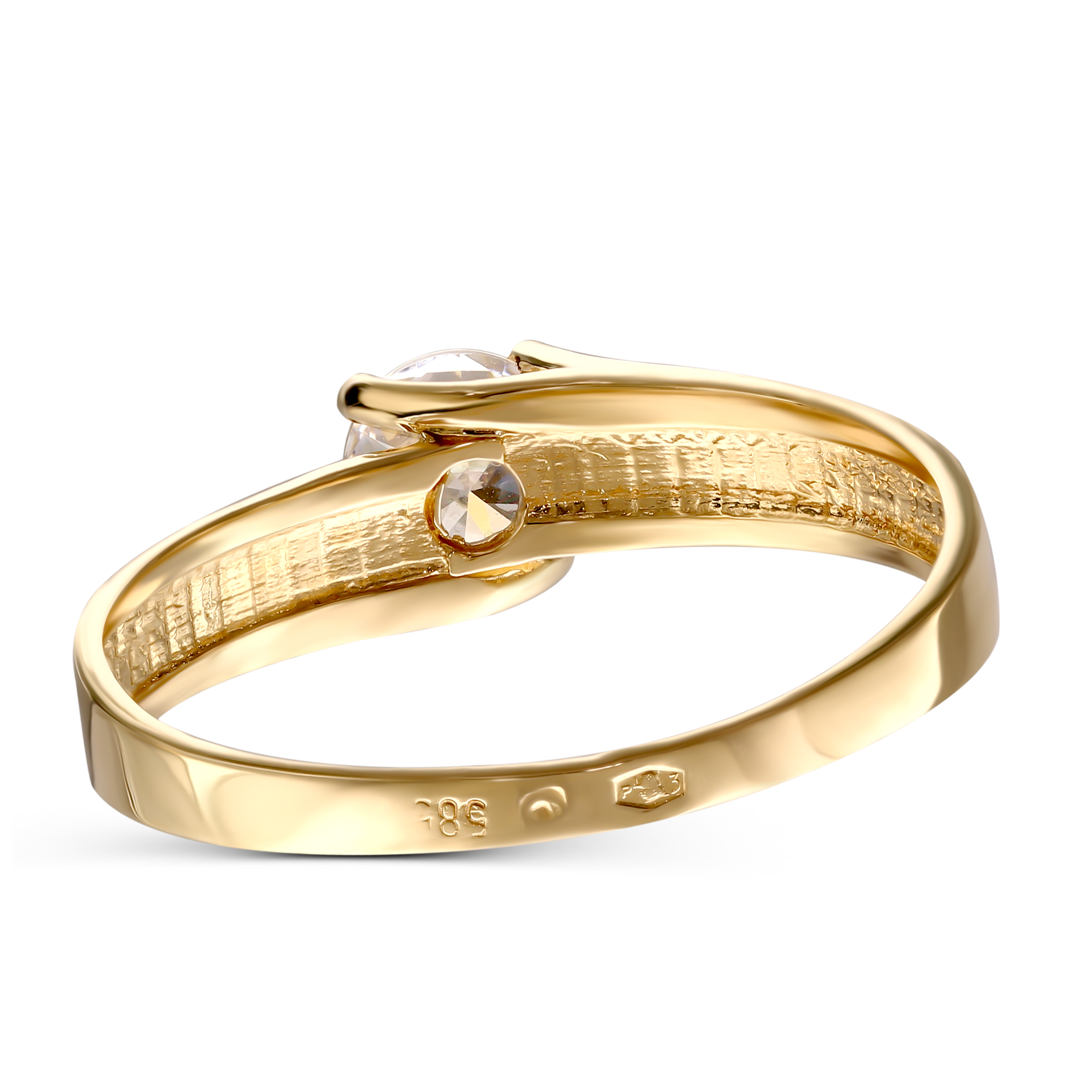 Pierścionek złoty z cyrkonią, rozmiar 18, próba 585