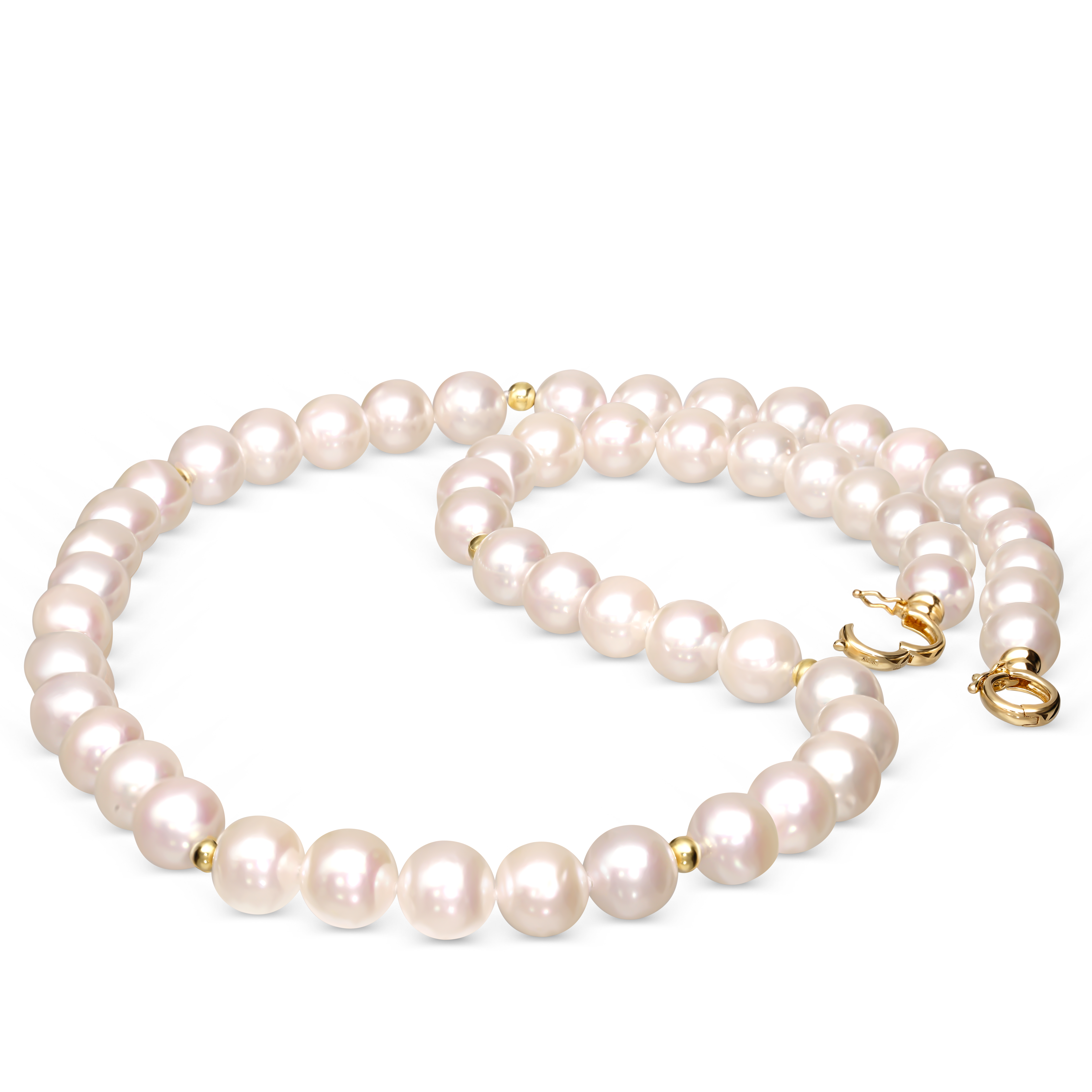 Naszyjnik z pereł Akoya słonowodnych hodowanych ze złotym podwójnym zapięciem, próba 585