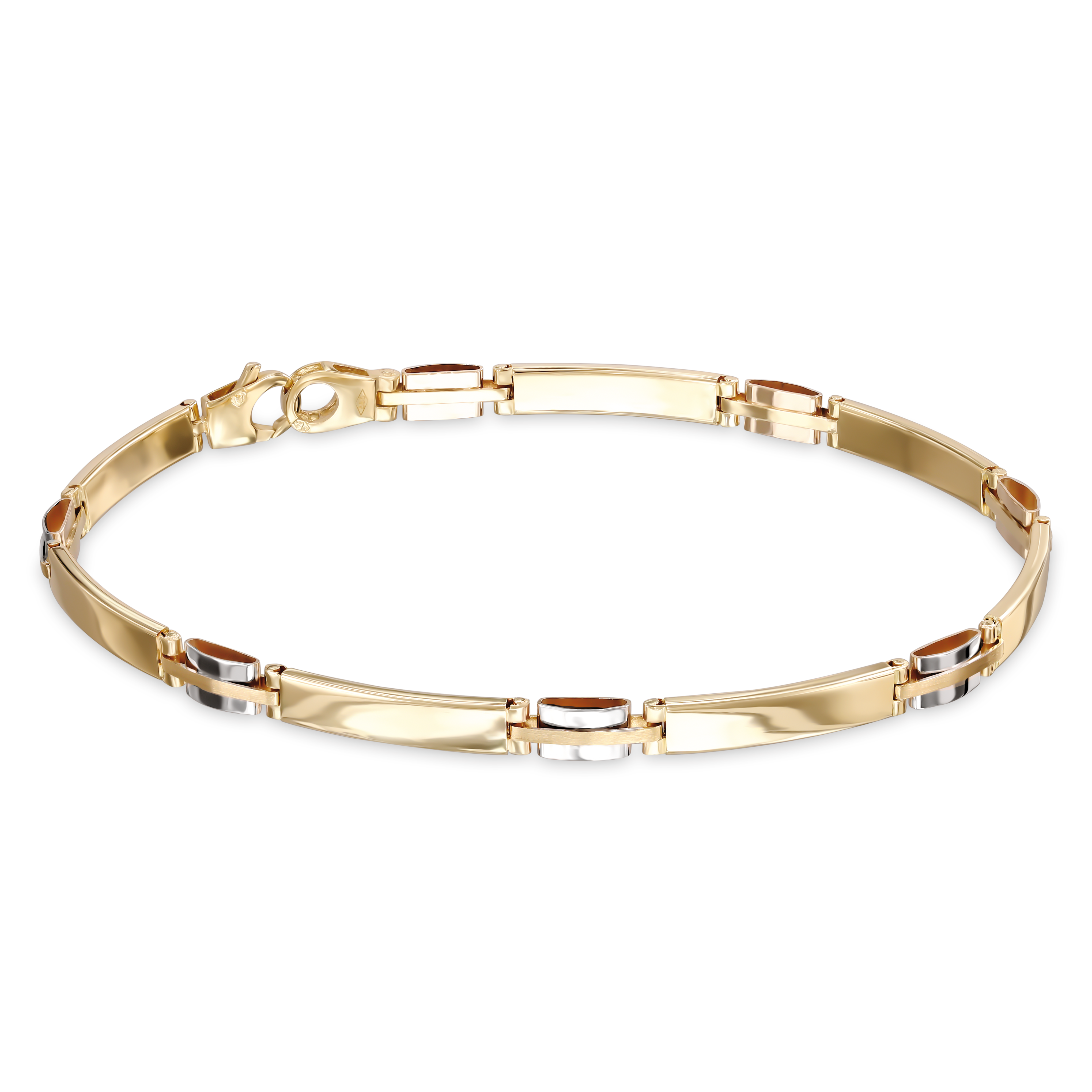 Bransoleta męska złota z gładkich blaszek, próba 585