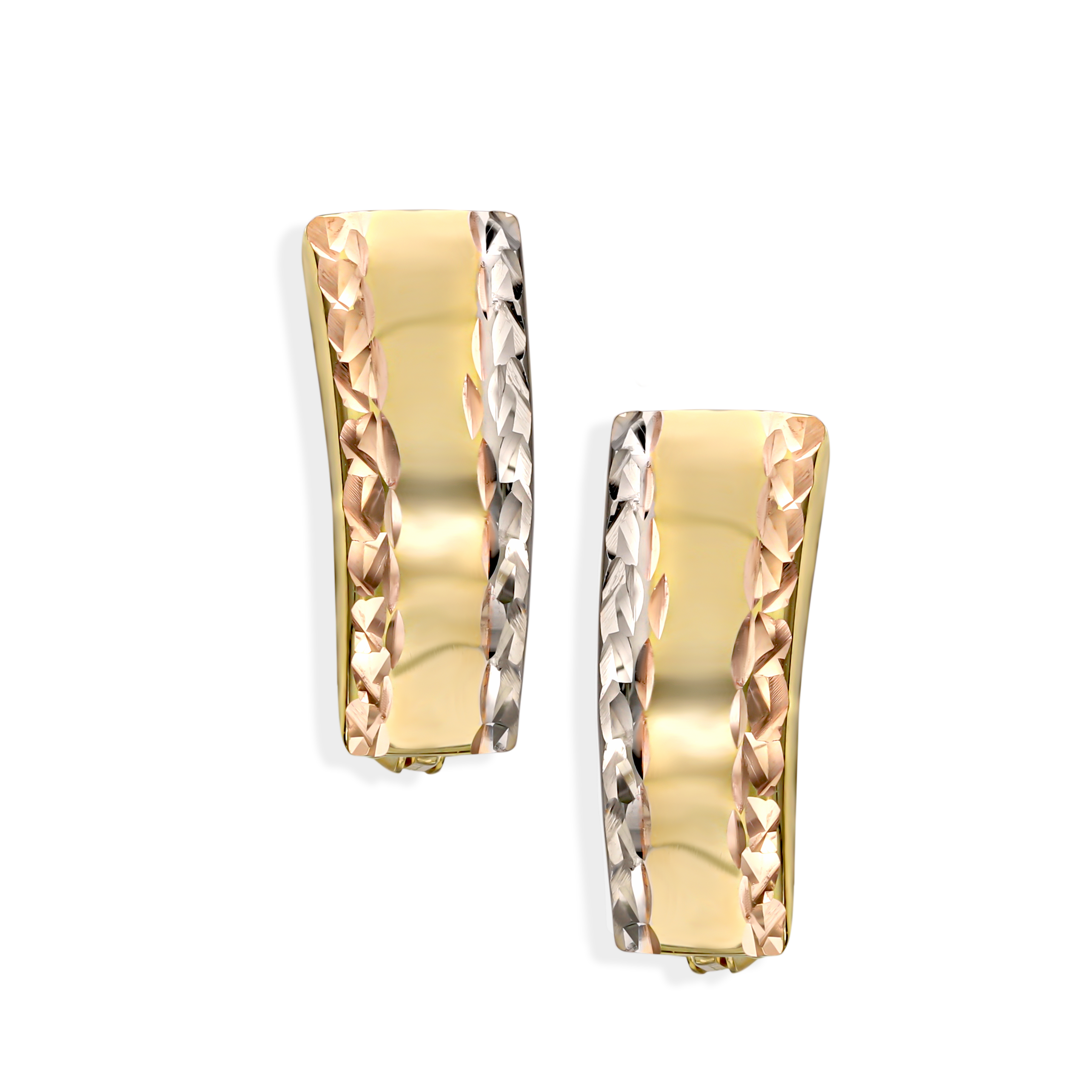 Trójkolorowe kolczyki na angielskim zapięciu, próba 585