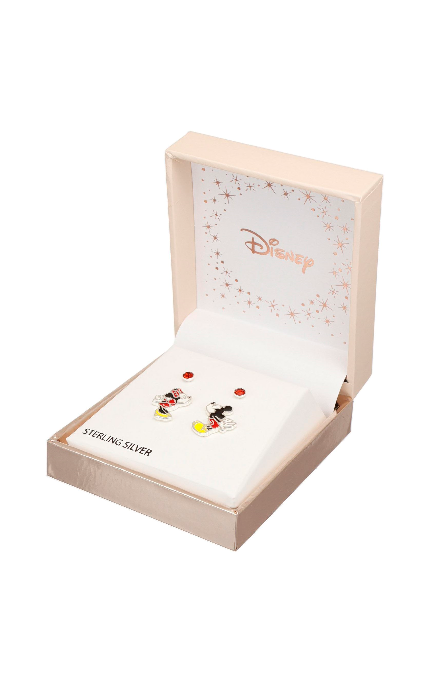 Oficjalne srebrne kolczyki Disney z Myszką Mickey i Minnie – zestaw dwóch par, próba 925