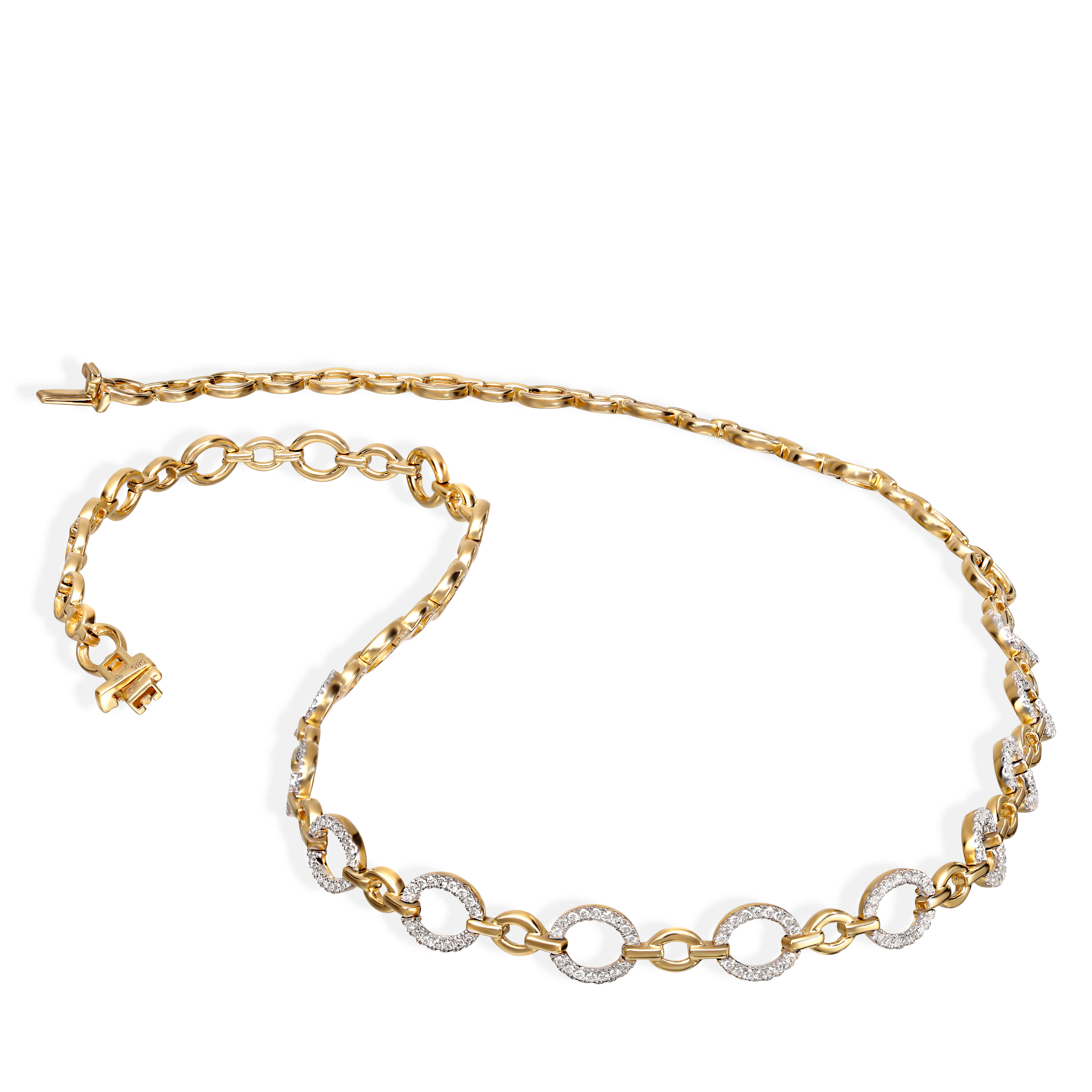 Naszyjnik złoty z diamentami naturalnymi 0.68 ct, próba 585