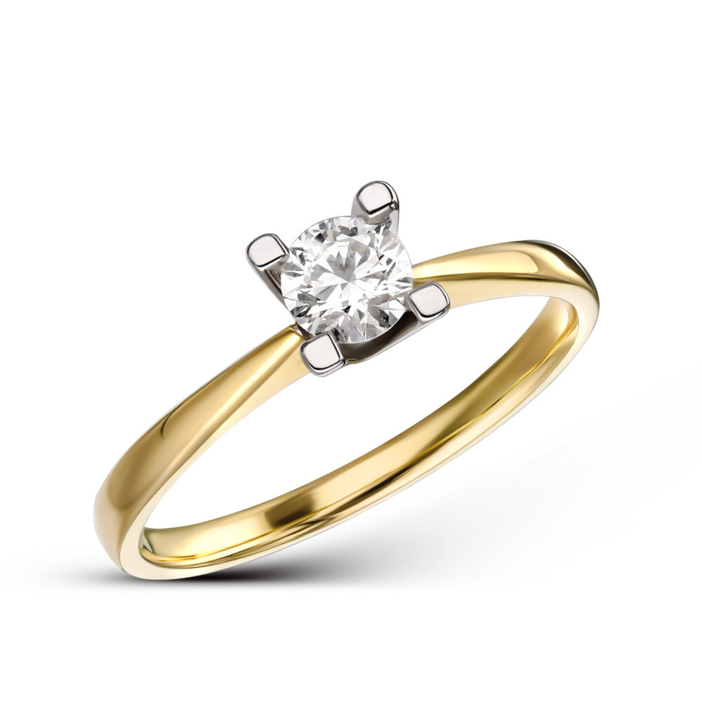 Pierścionek z diamentem naturalnym 0.36 ct, próba 585