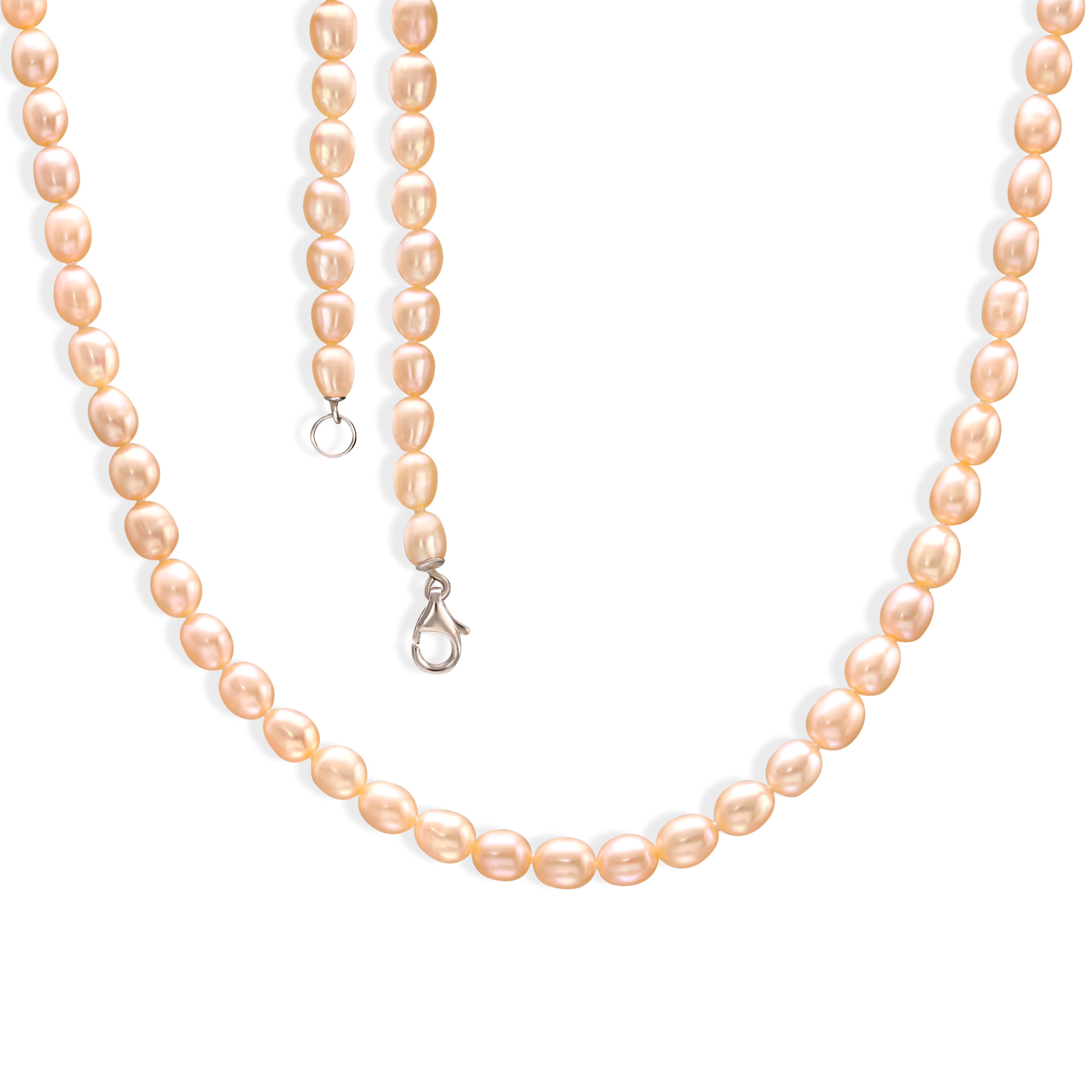 Naszyjnik srebrny z 73 pereł słodkowodnych, próba 925