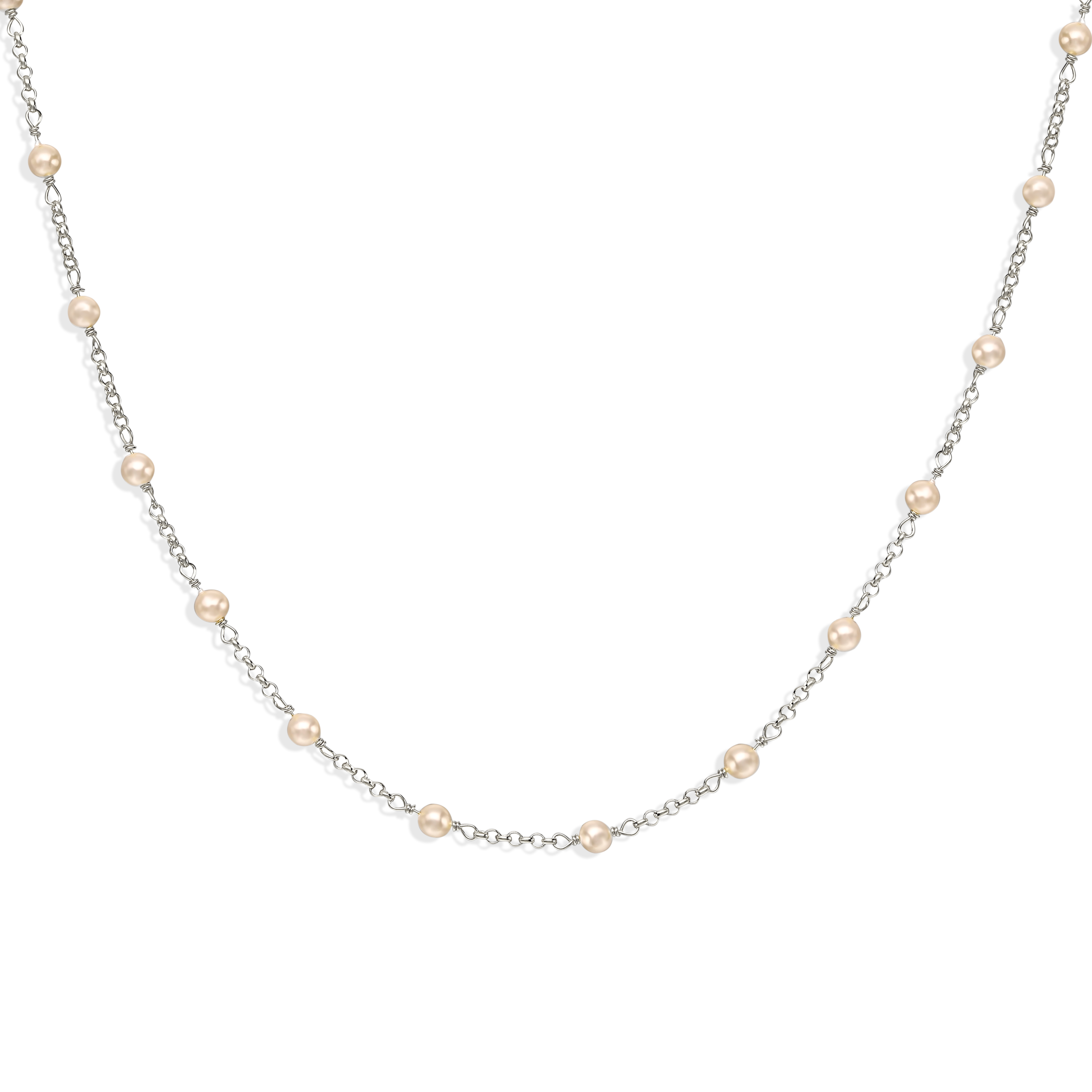Naszyjnik srebrny z perłami hodowanymi, próba 925