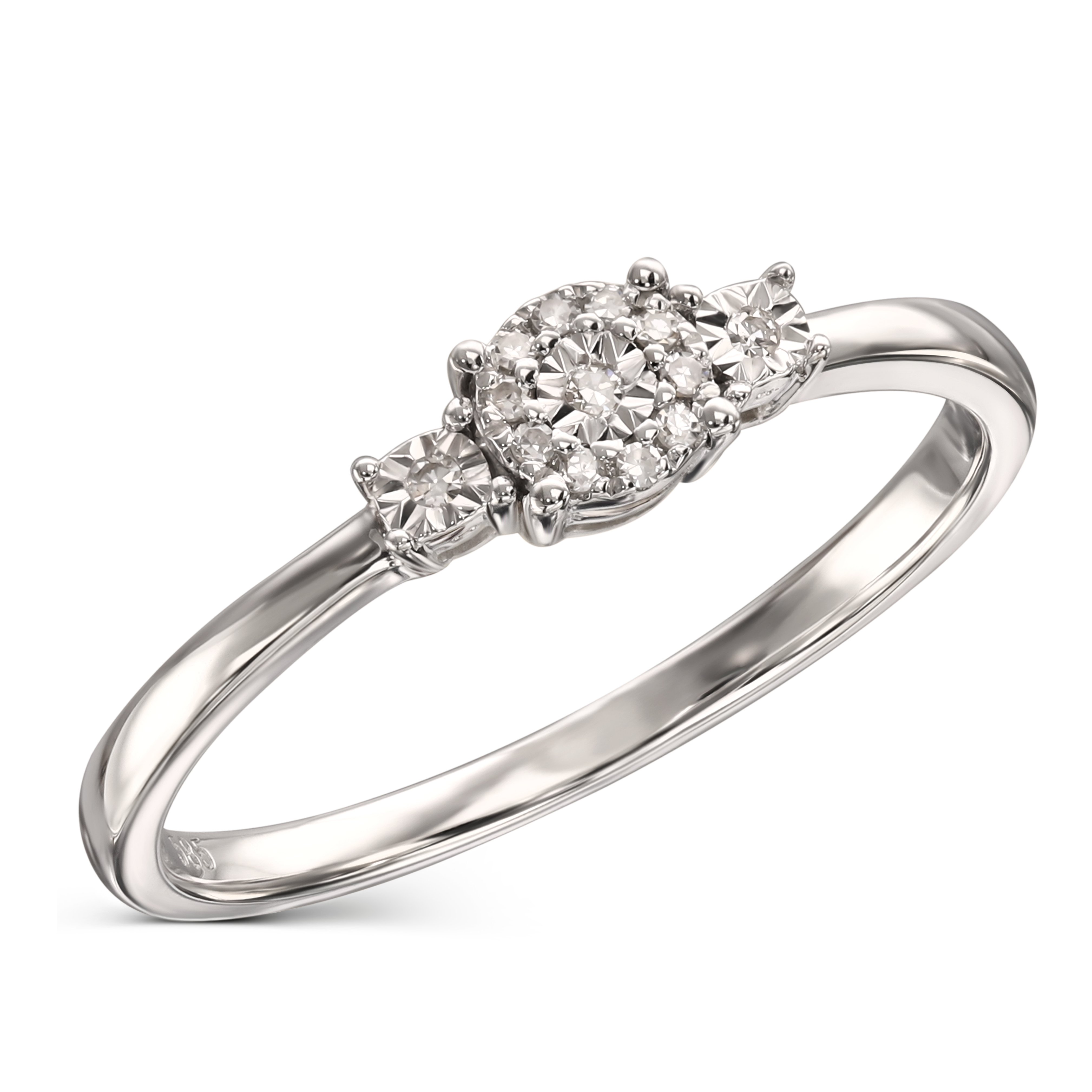 Pierścionek złoty z 13 diamentami, 0.030ct