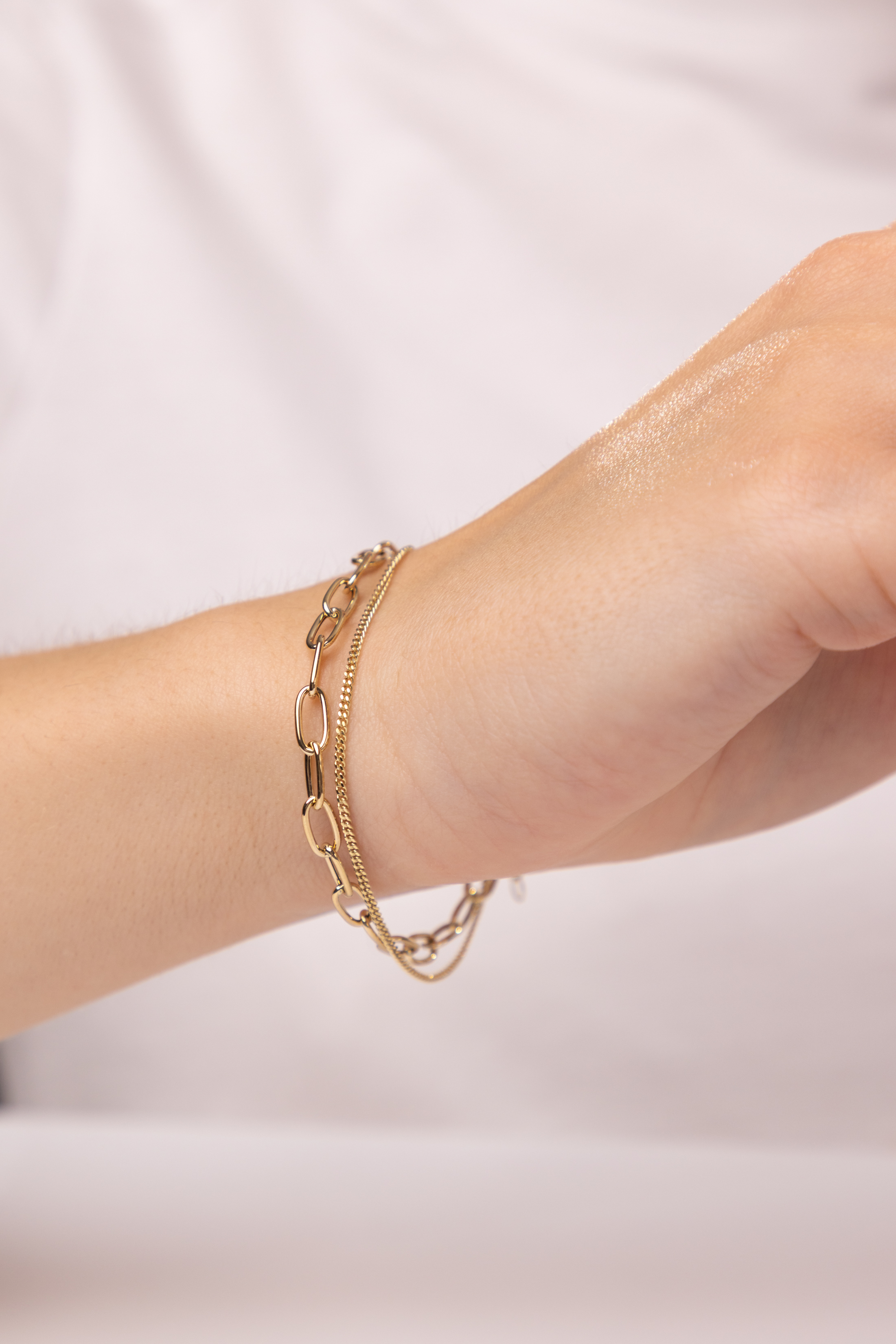 Bransoletka złota na podwójnym łańcuszku, próba 585