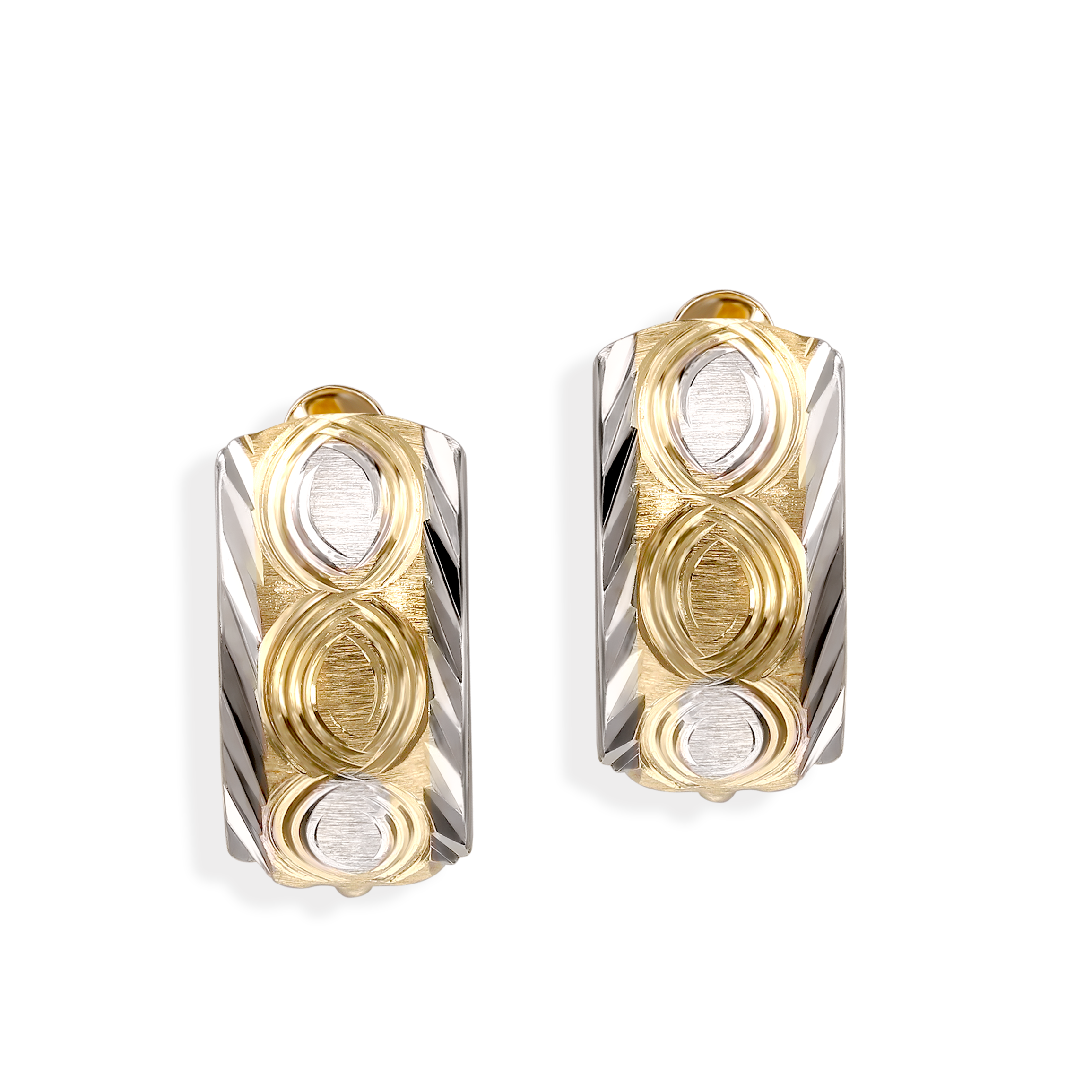 Kolczyki złote na angielskim zapięciu z ozdobnym grawerowniem, próba 585