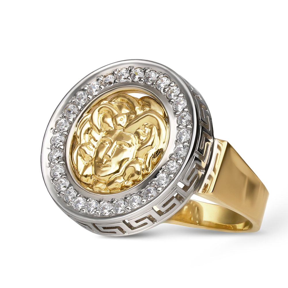 Pierścionek złoty z białymi cyrkoniami Meduza, rozmiar 13, próba 585