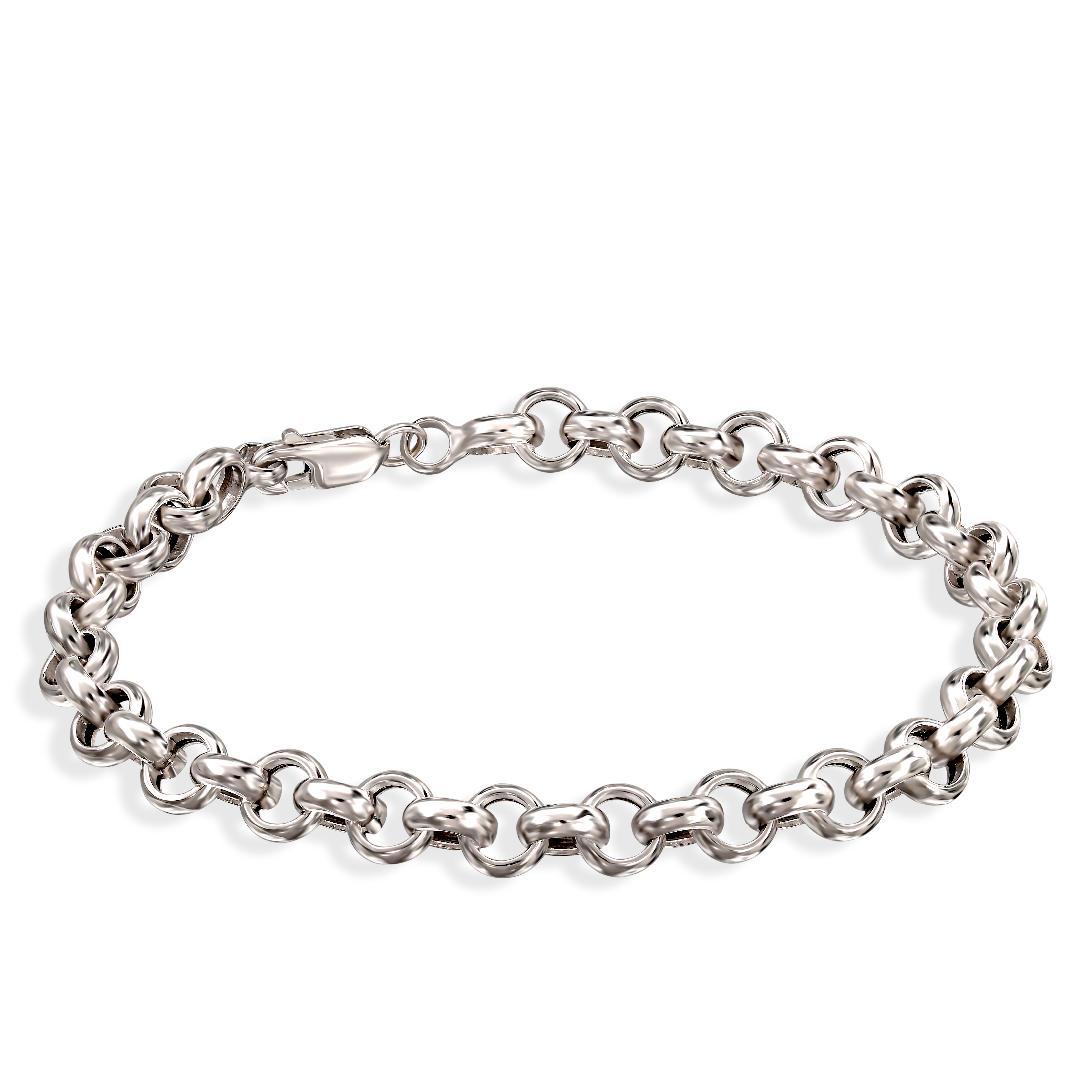 Bransoleta z białego złota o splocie rolo w stylu unisex, próba 585