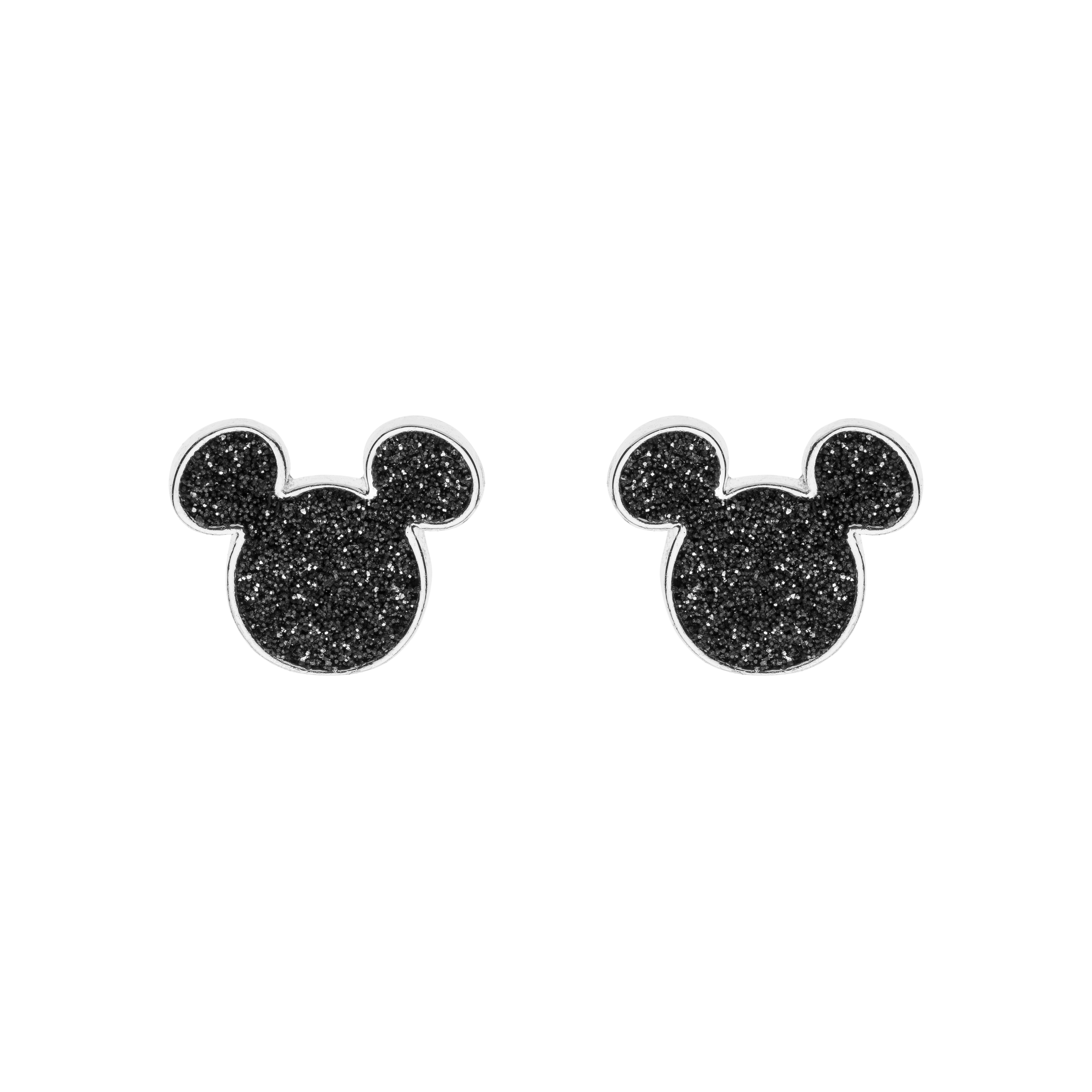 Srebrne kolczyki z czarną emalią Myszka Mickey, próba 925