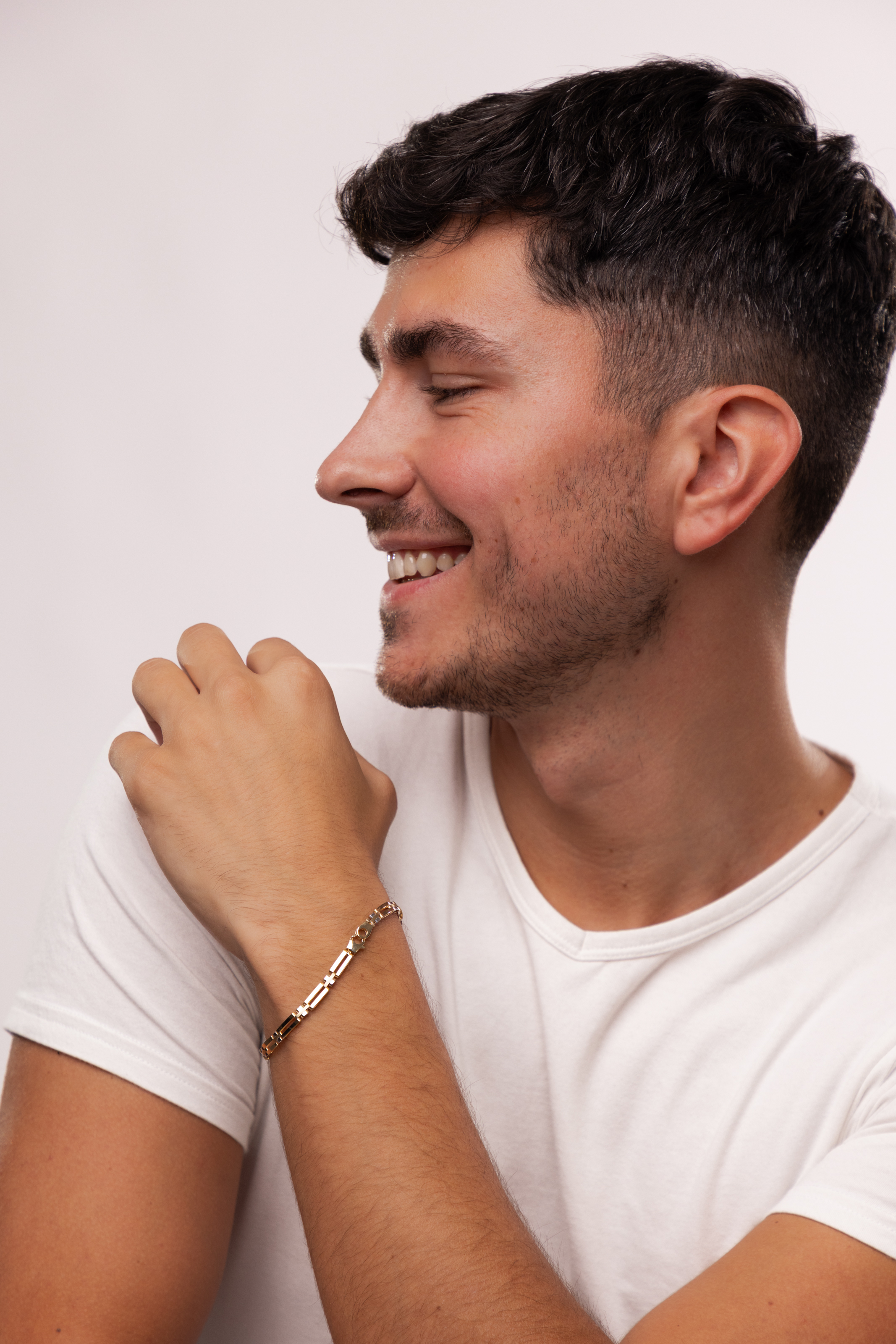 Bransoleta męska złota z gładkich blaszek, próba 585