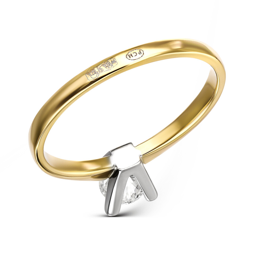 Pierścionek z diamentem naturalnym 0.36 ct, próba 585