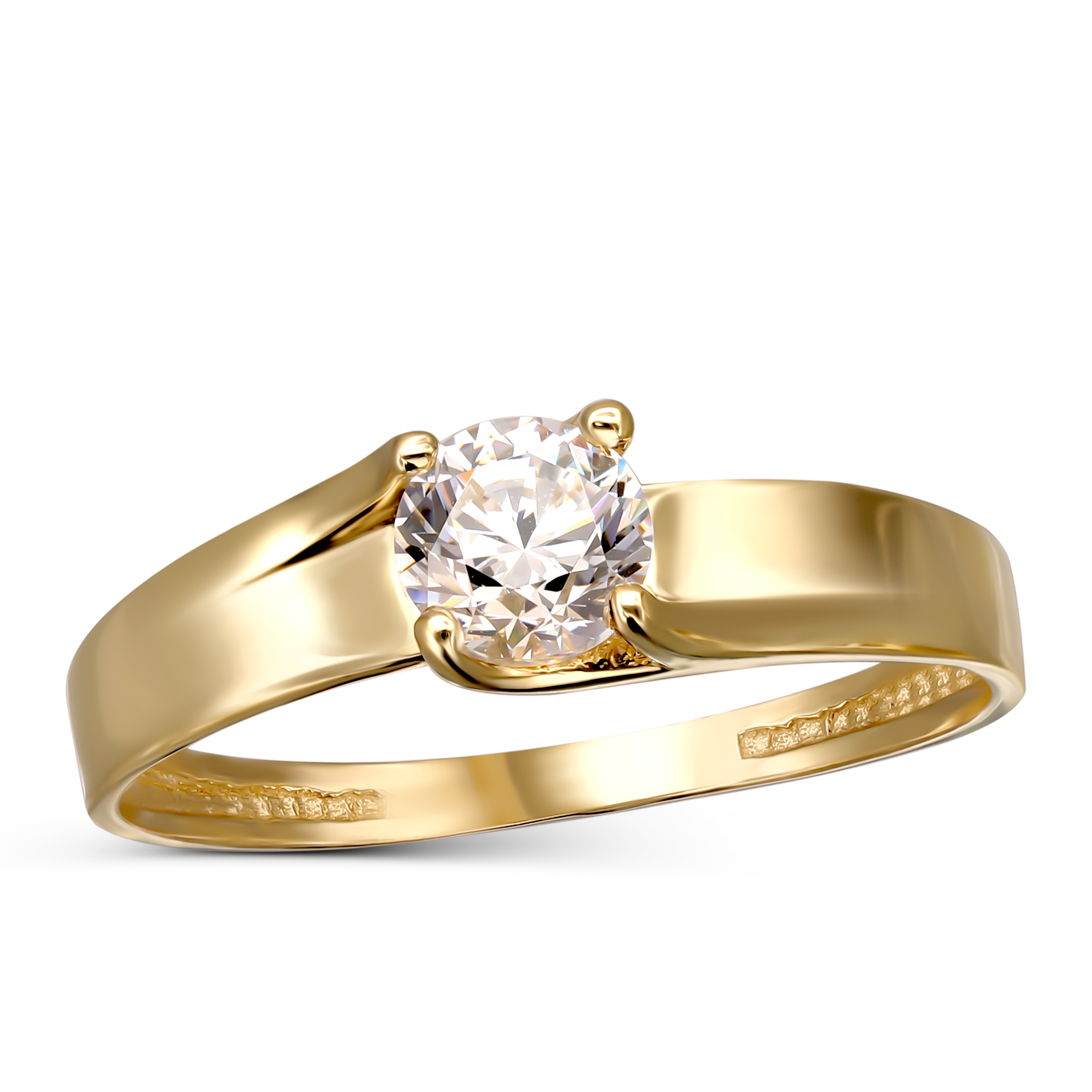 Pierścionek złoty z cyrkonią, rozmiar 18, próba 585