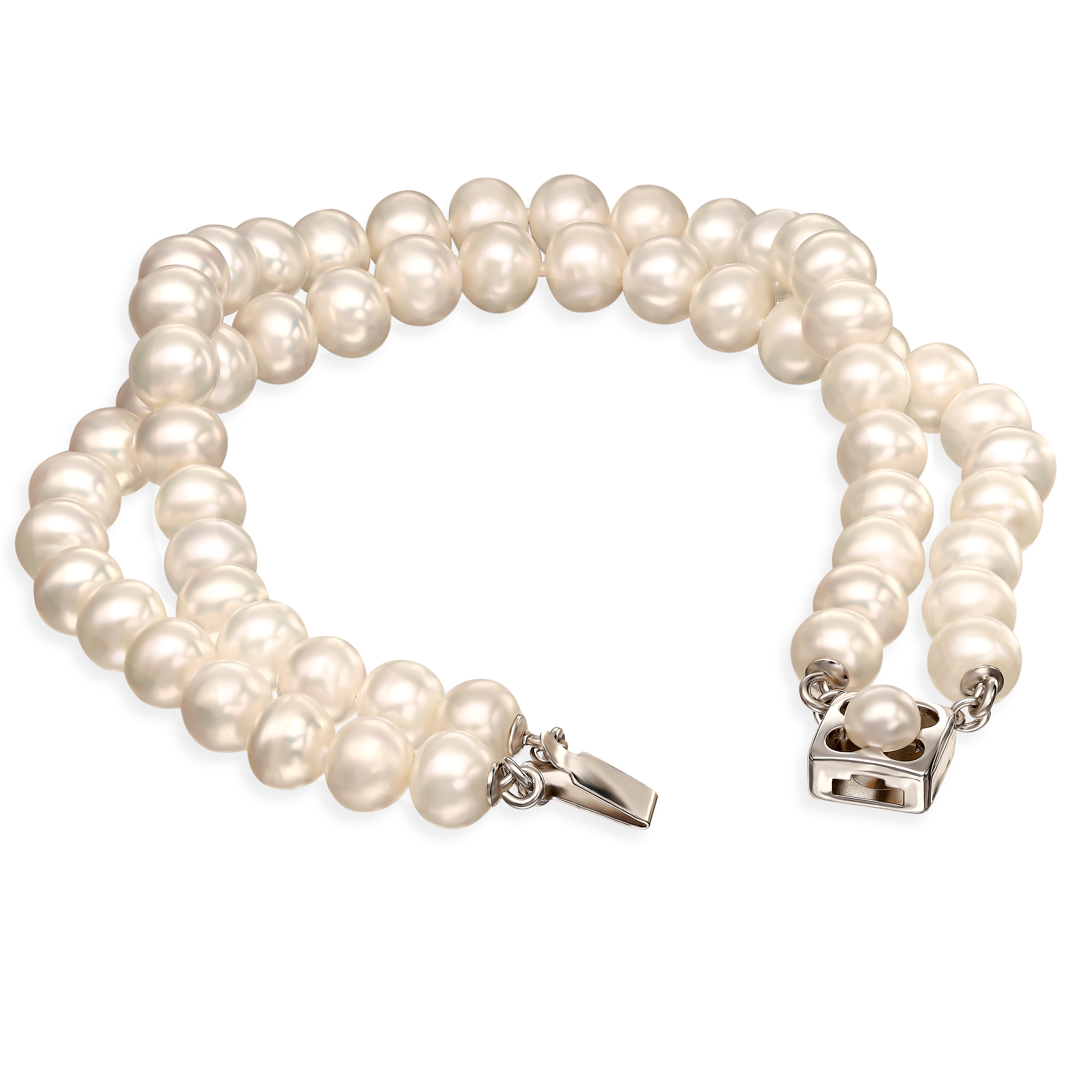 Srebrna bransoleta z 58 perłami słodkowodnymi, próba 925