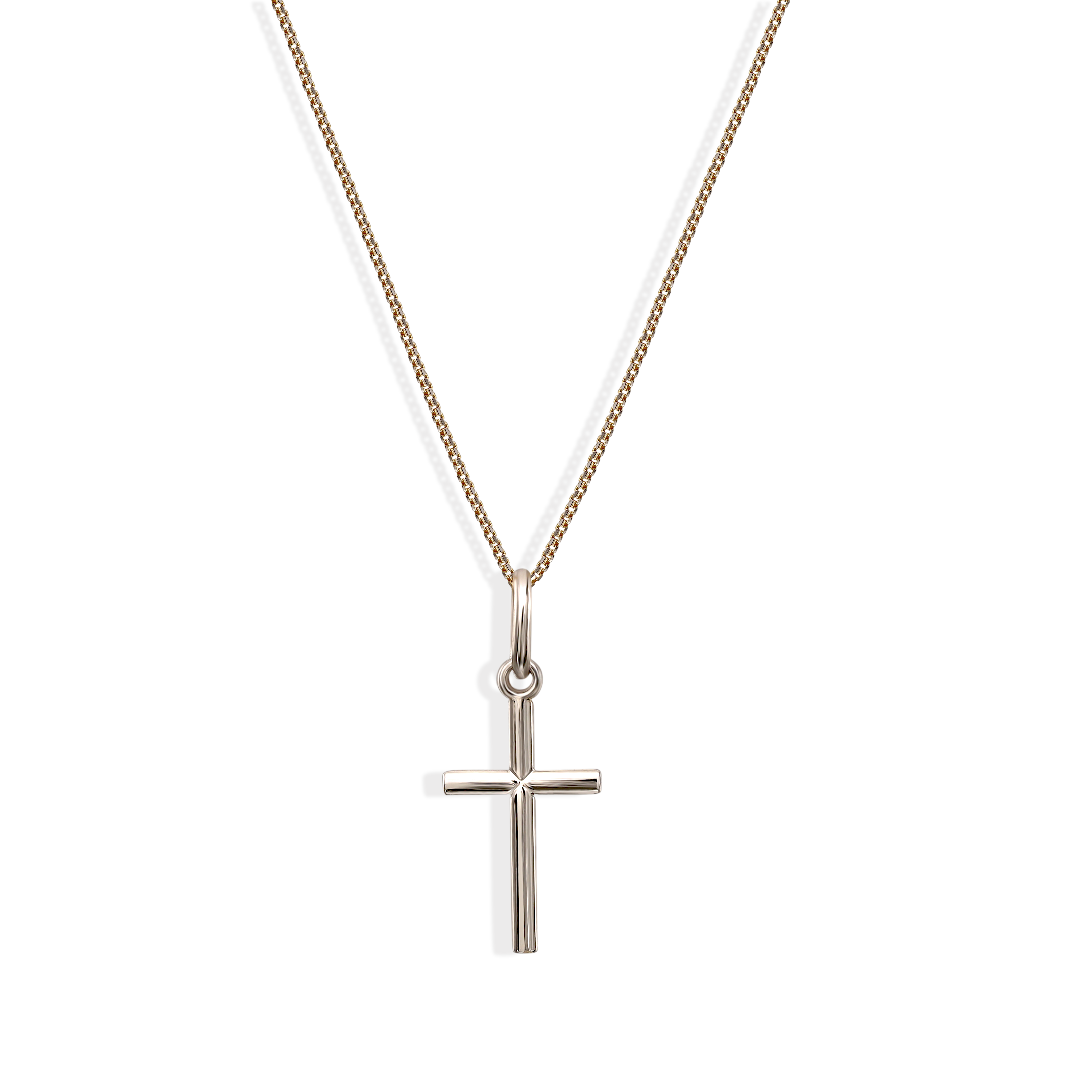 Krzyżyk z białego złota, próba 585