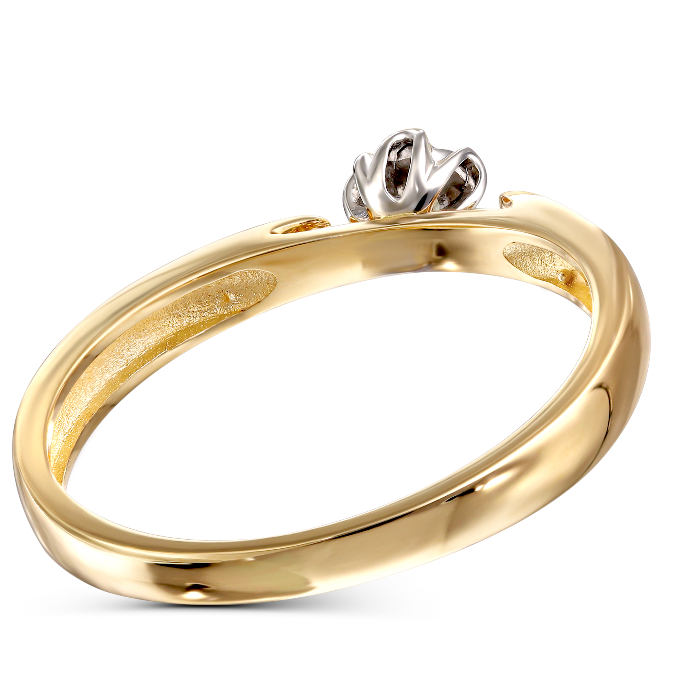 Pierścionek złoty z diamentem naturalnym 0.03 ct, rozmiar 16, próba 585