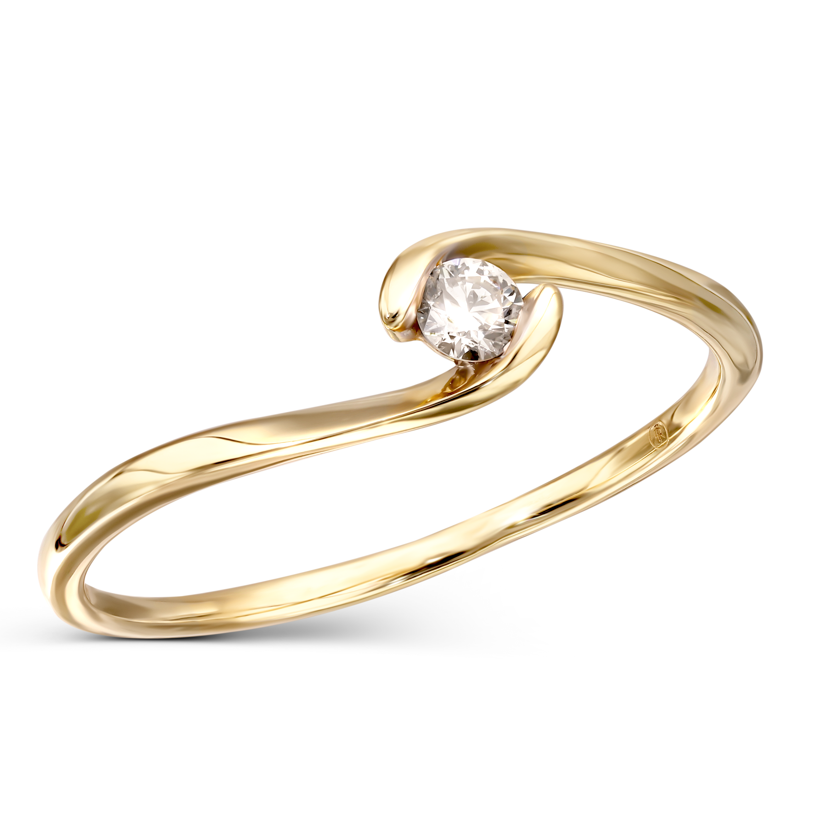 Pierścionek złoty z diamentem naturalnym o.11 ct, rozmiar 20, próba 585