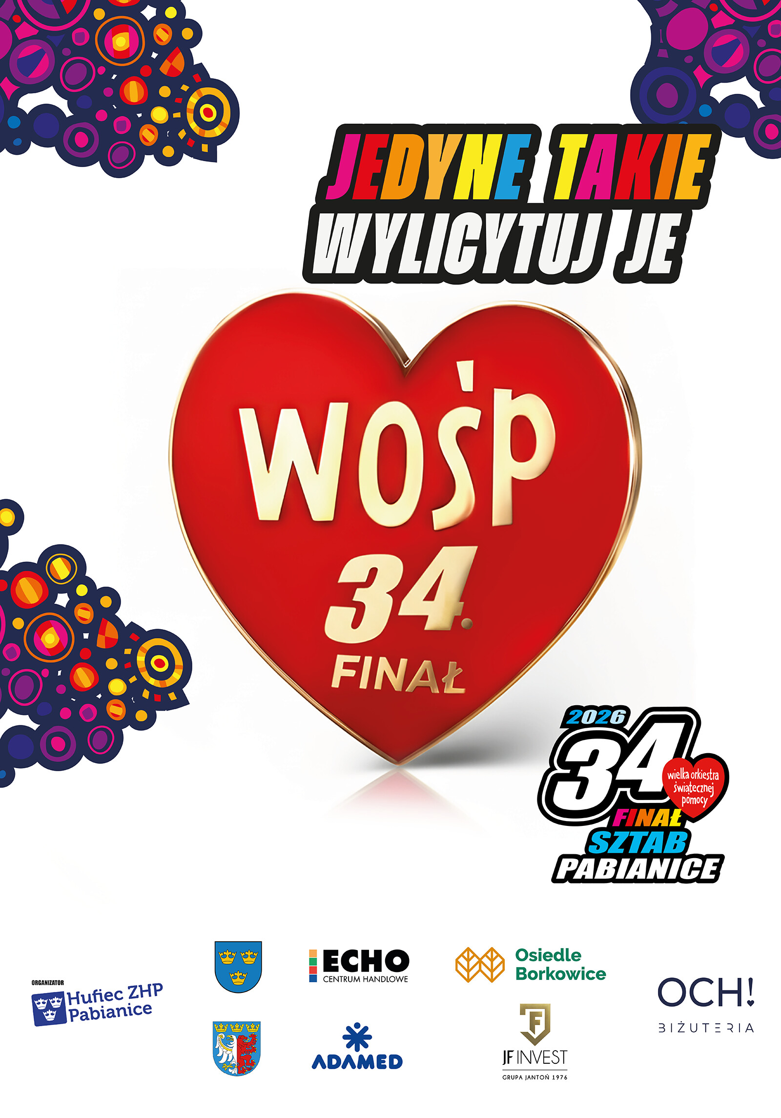 Plakat WOŚP 34. finał - logotypy