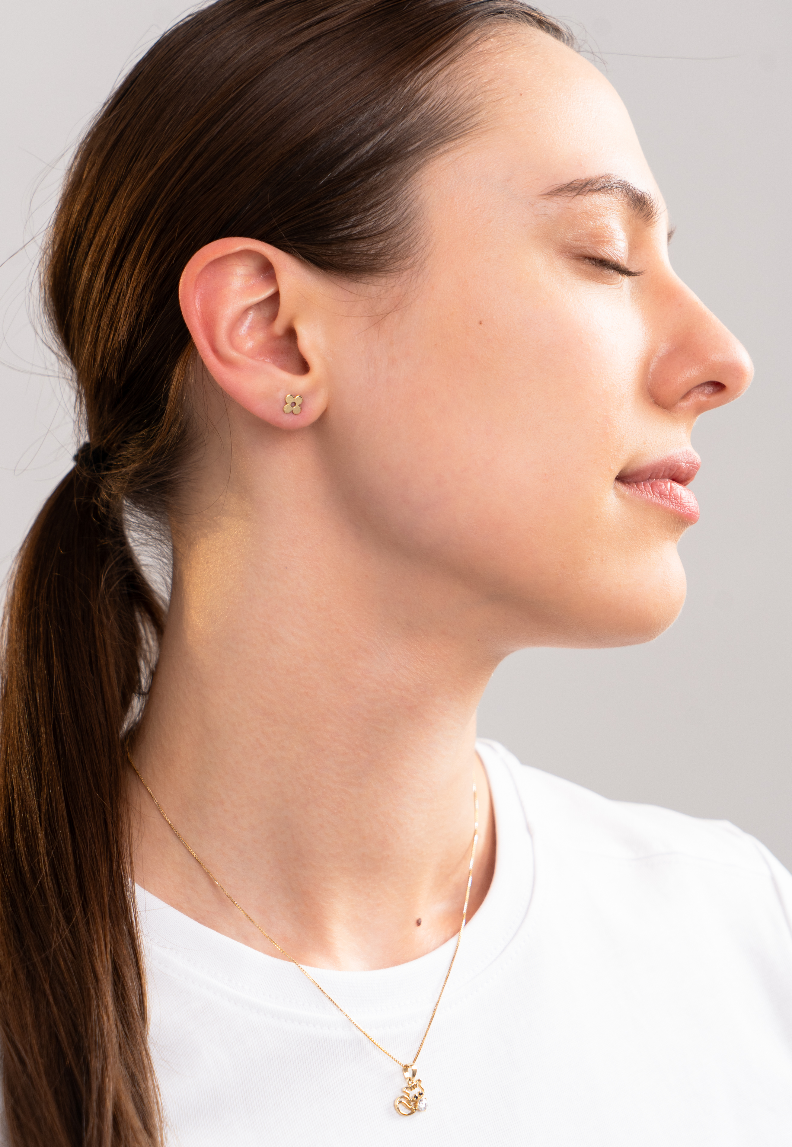 Kolczyki złote kwiatki, zapięcie na sztyft, próba 585