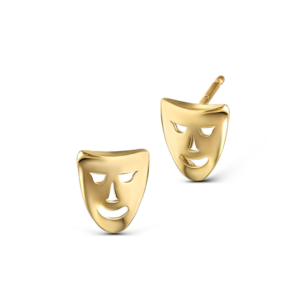 Kolczyki złote maski teatralne, próba 585