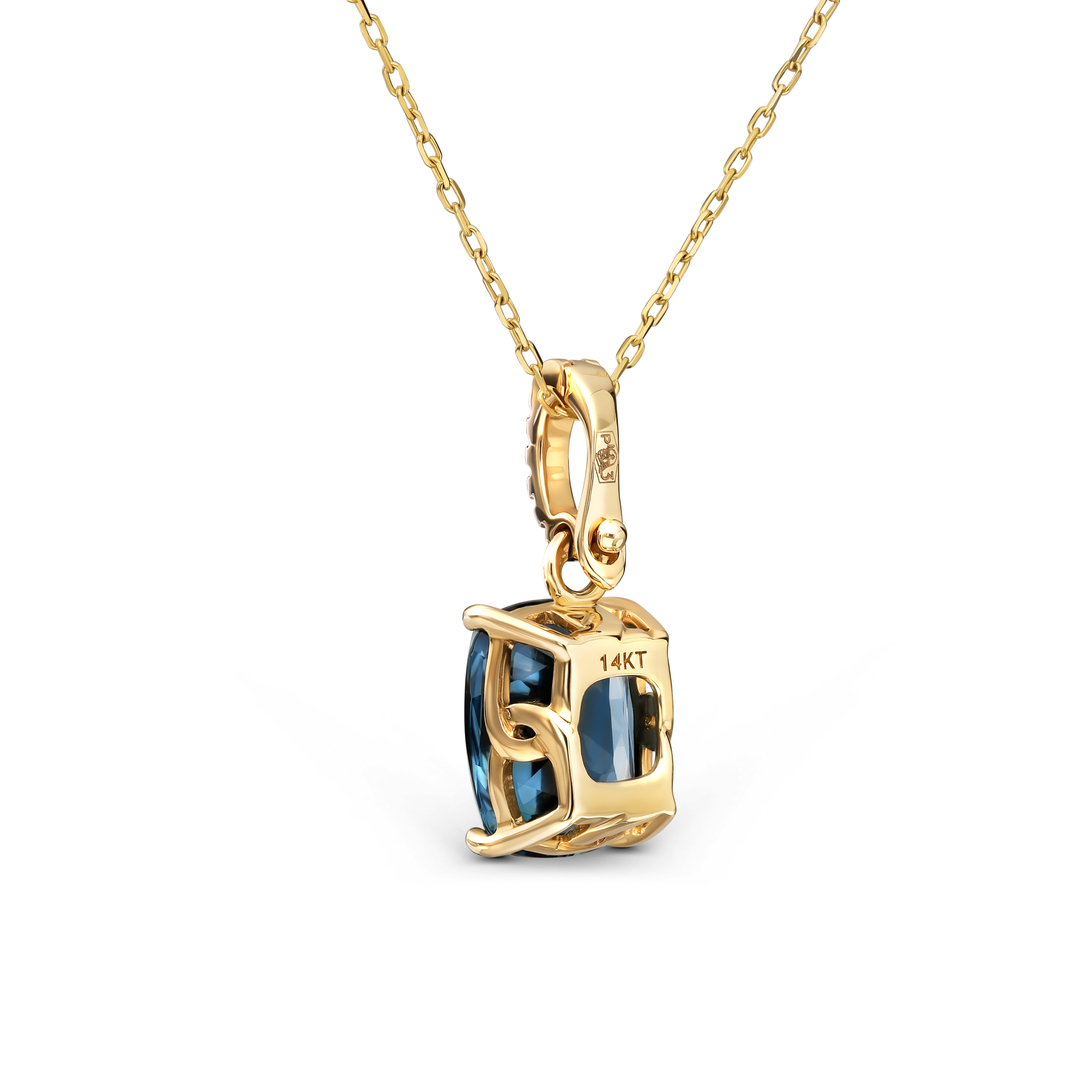Zawieszka złota z topazem London Blue i diamentami naturalnymi, próba 585