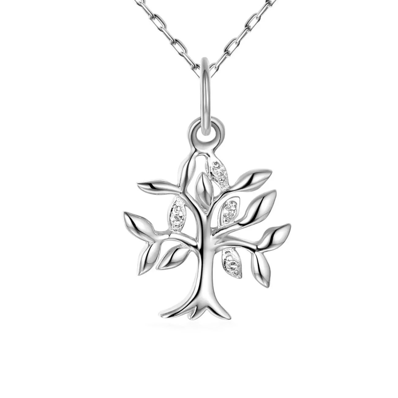 Zawieszka z białego złota drzewko szczęścia z diamentami naturalnymi, próba 585