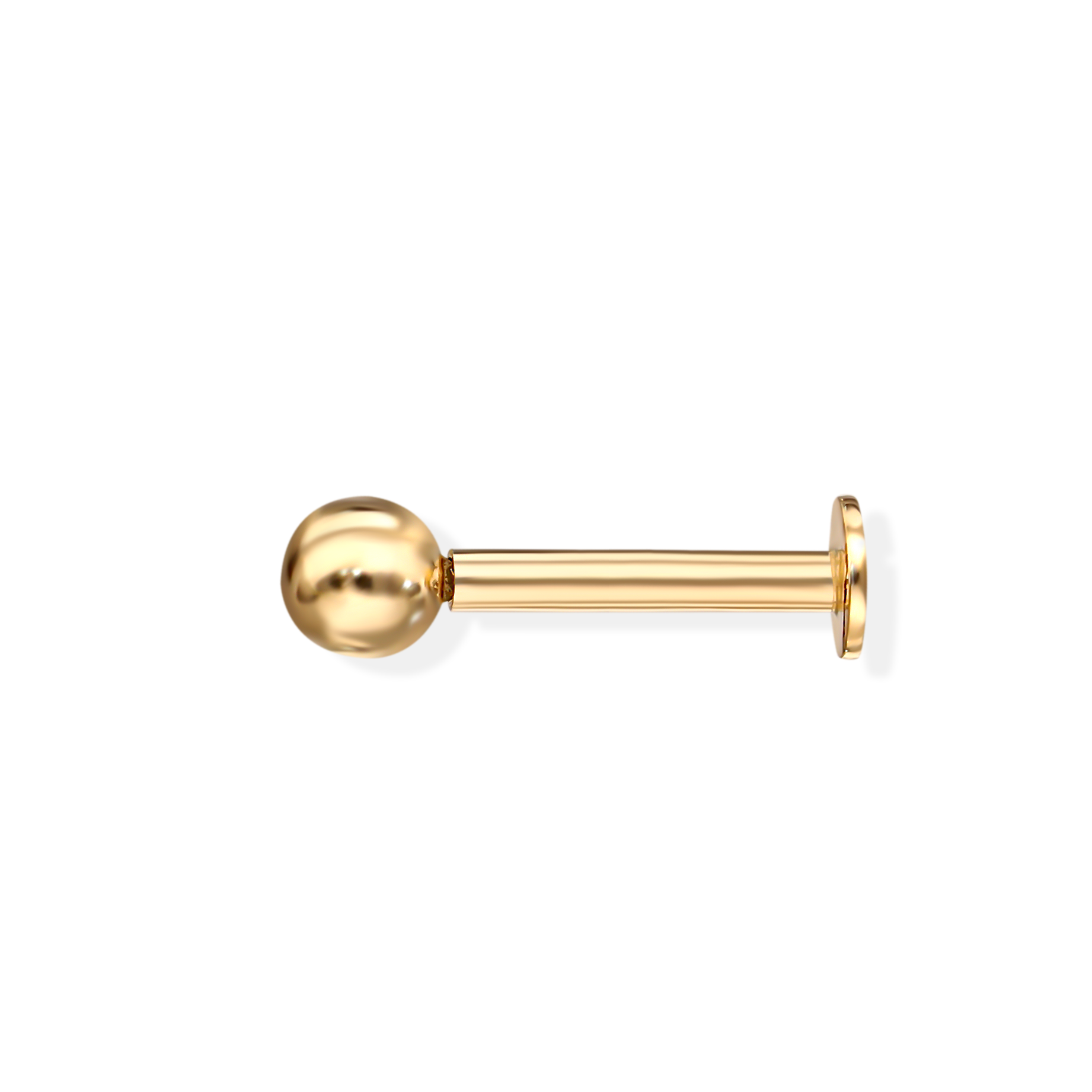 Złoty labret 1,2 mm długości, kulka 3 mm, próba 585