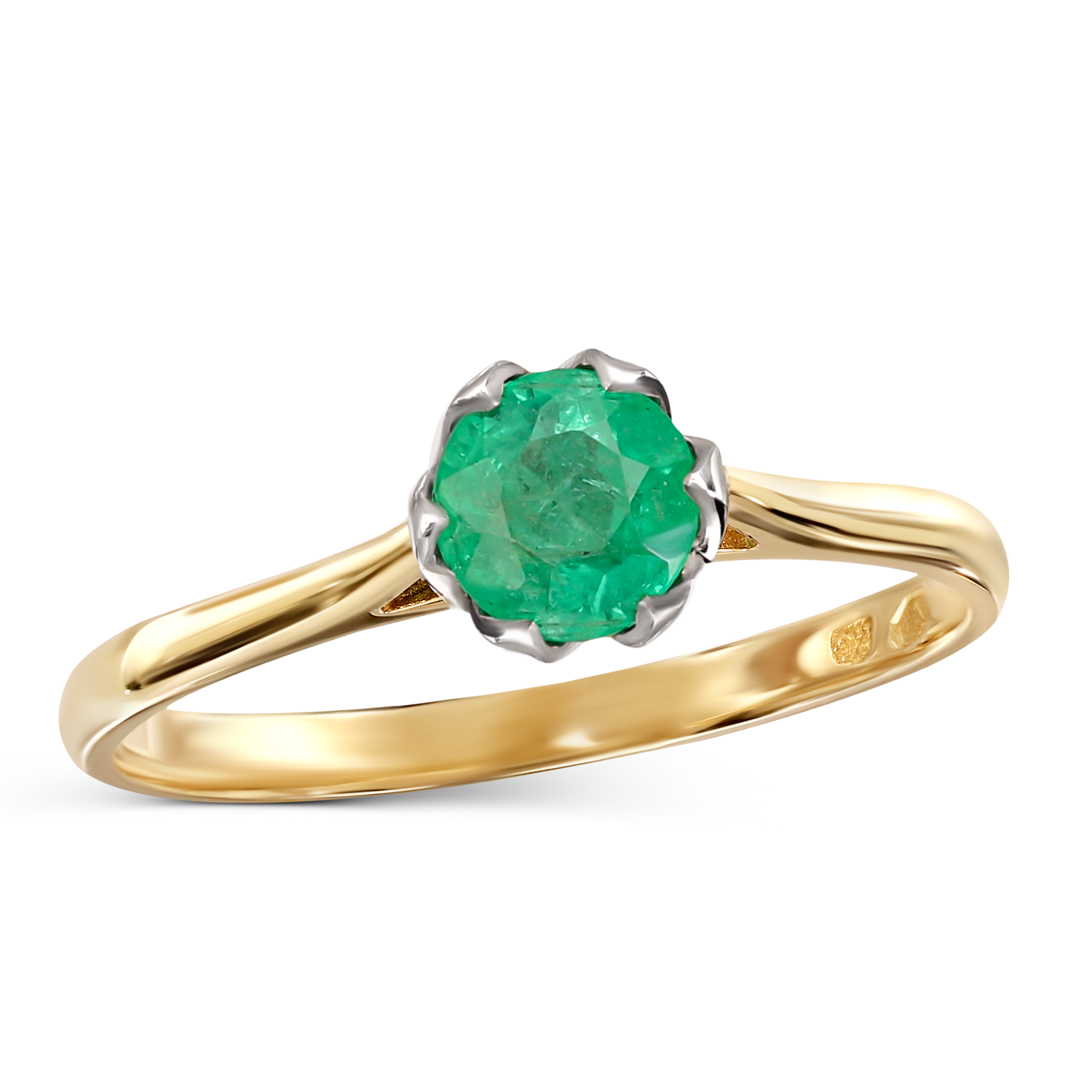 Pierścionek złoty ze szmaragdem 0.59 ct, próba 585