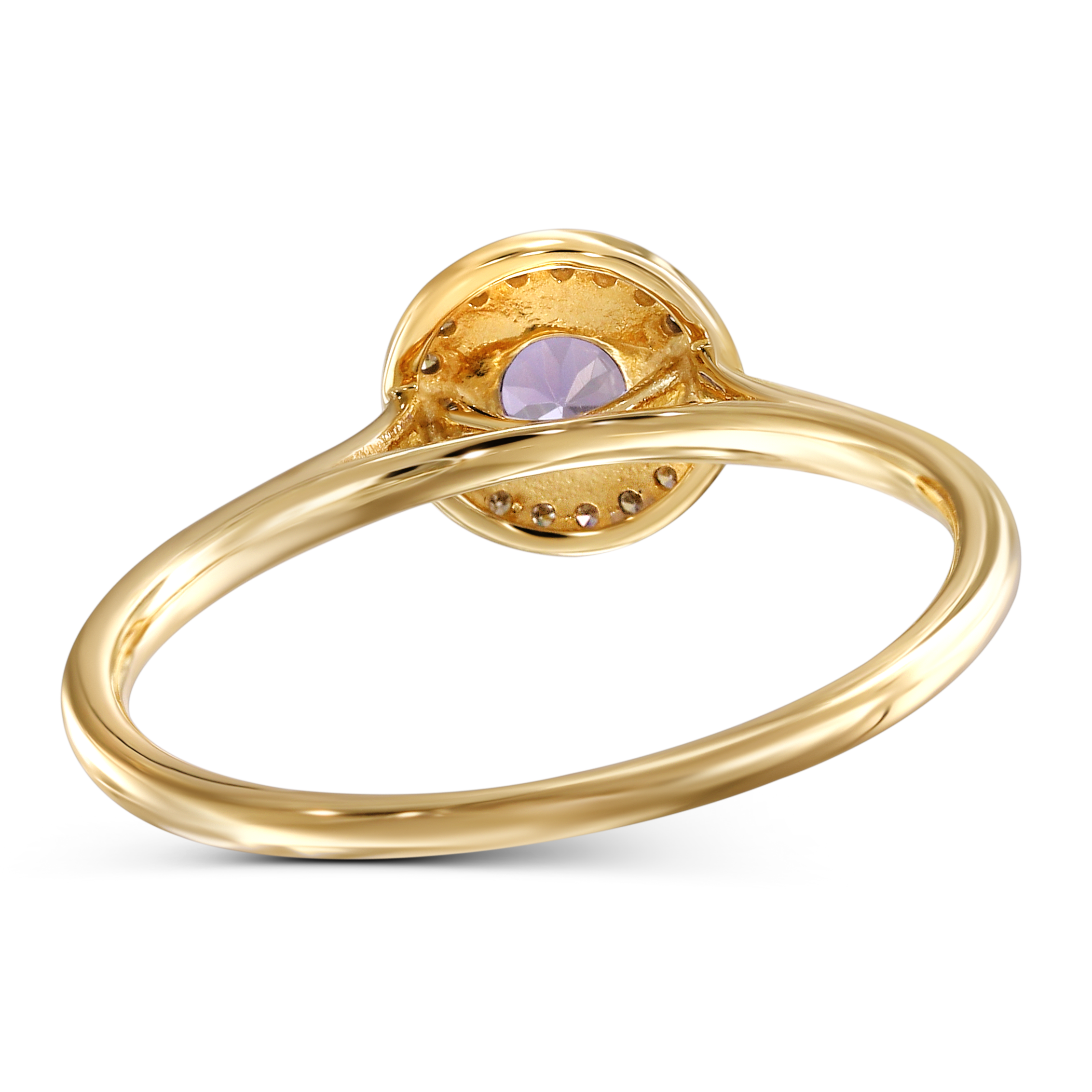 Pierścionek złoty z tanzanitem 0.41 ct i diamentami naturalnymi, rozmiar 13, próba 585