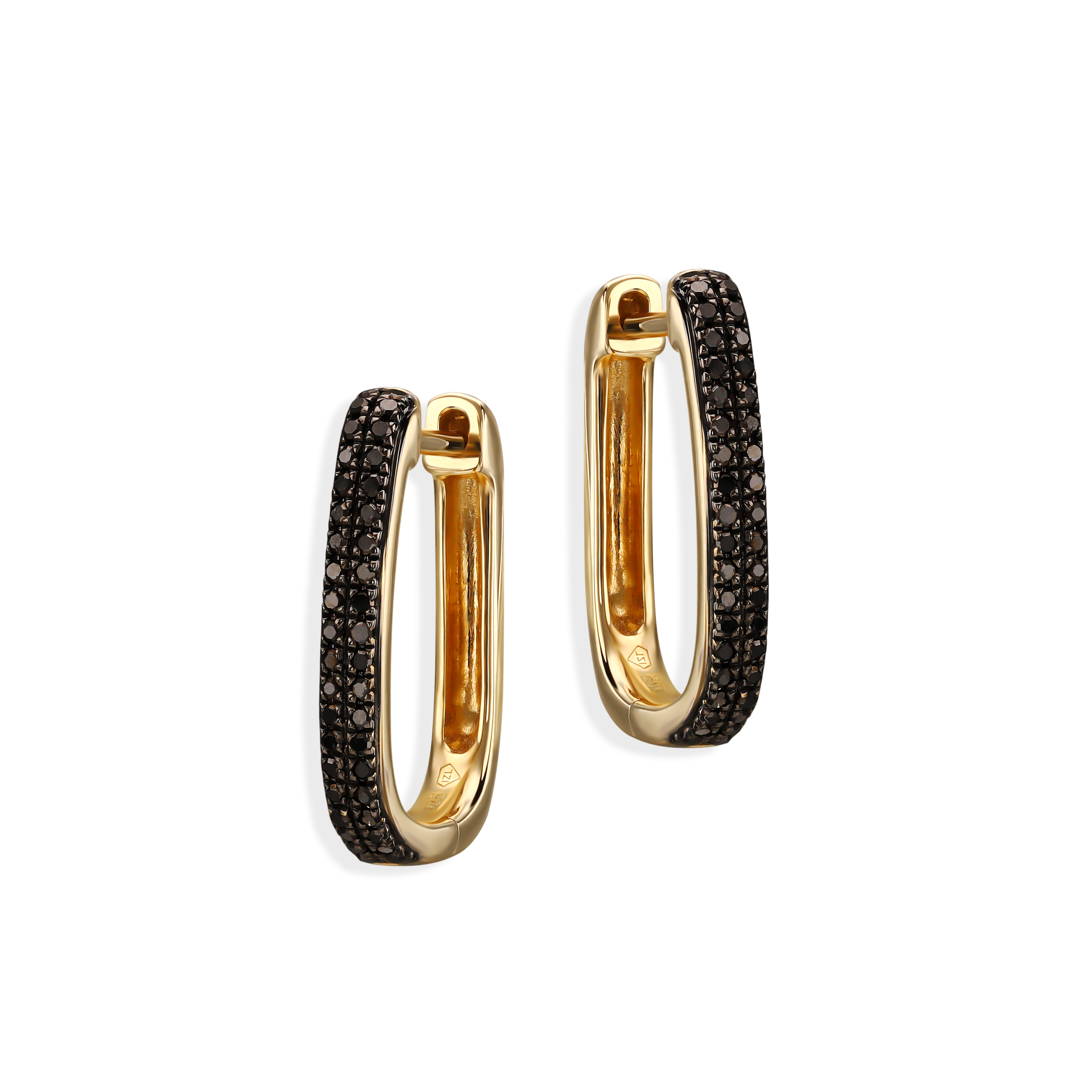 Kolczyki złote z czarnymi diamentami 0.18 ct, próba 585