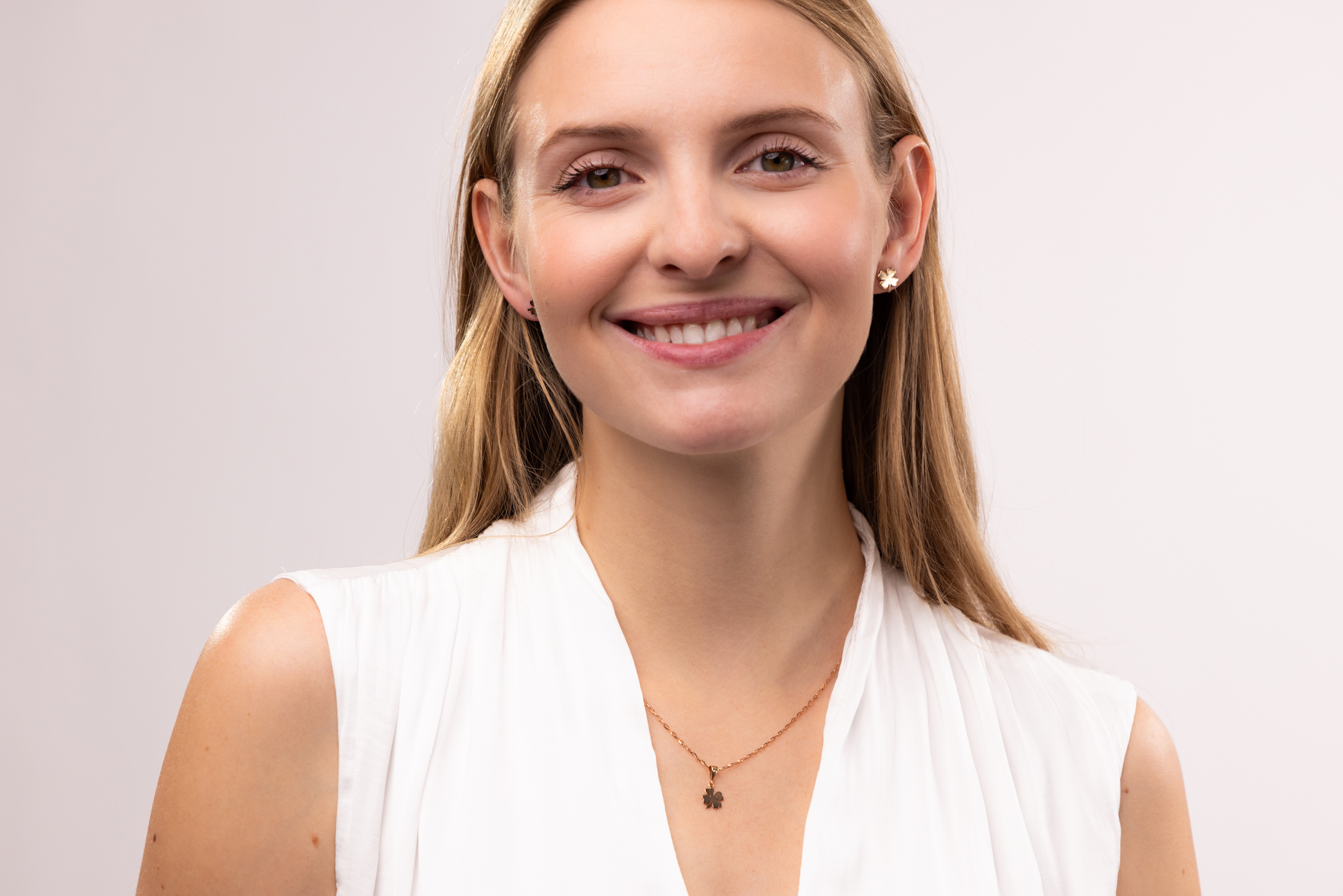 Kolczyki sztyfty z różowego złota w kształcie koniczynek, próba 585