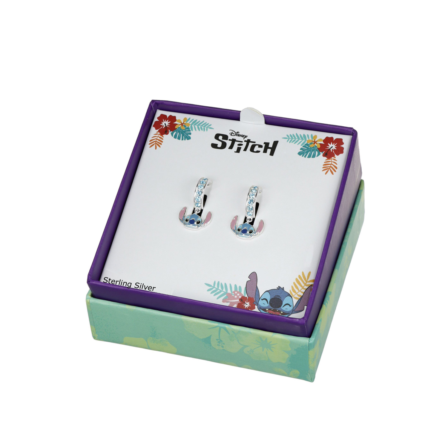 Srebrne kolczyki z cyrkoniami Stitch, próba 925