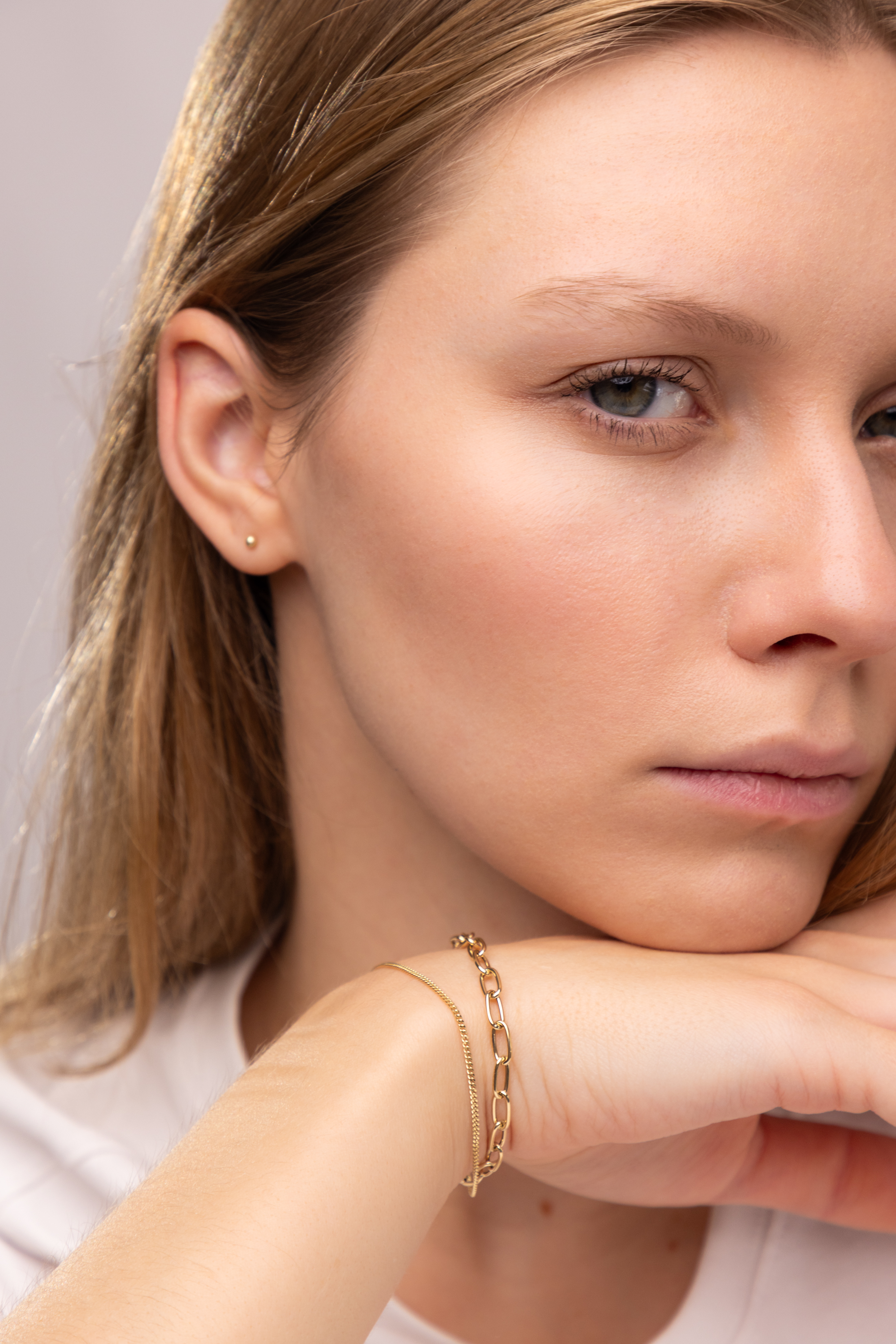 Bransoletka złota na podwójnym łańcuszku, próba 585