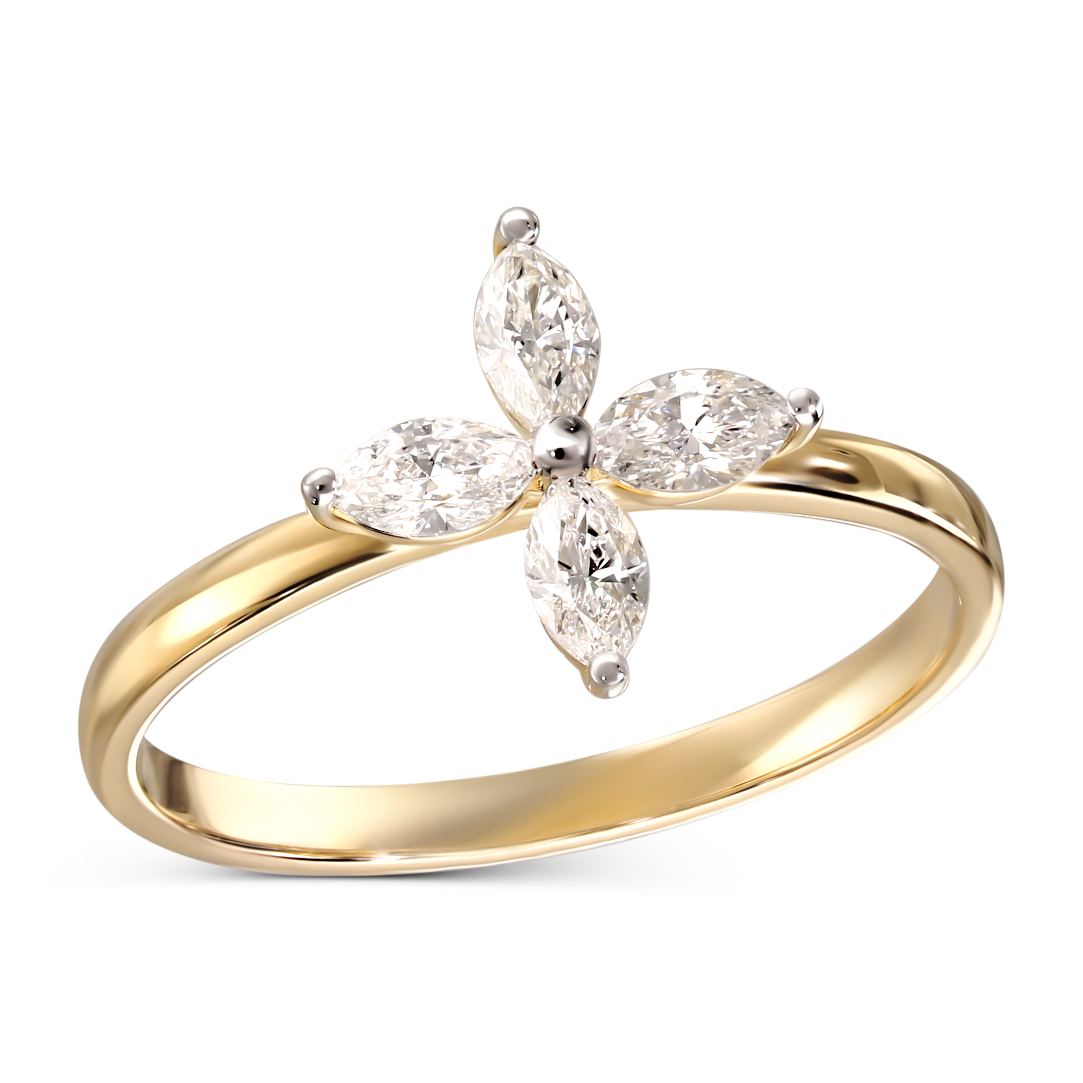 Pierścionek złoty z diamentami naturalnymi 0.45 ct, rozmiar 16, próba 585