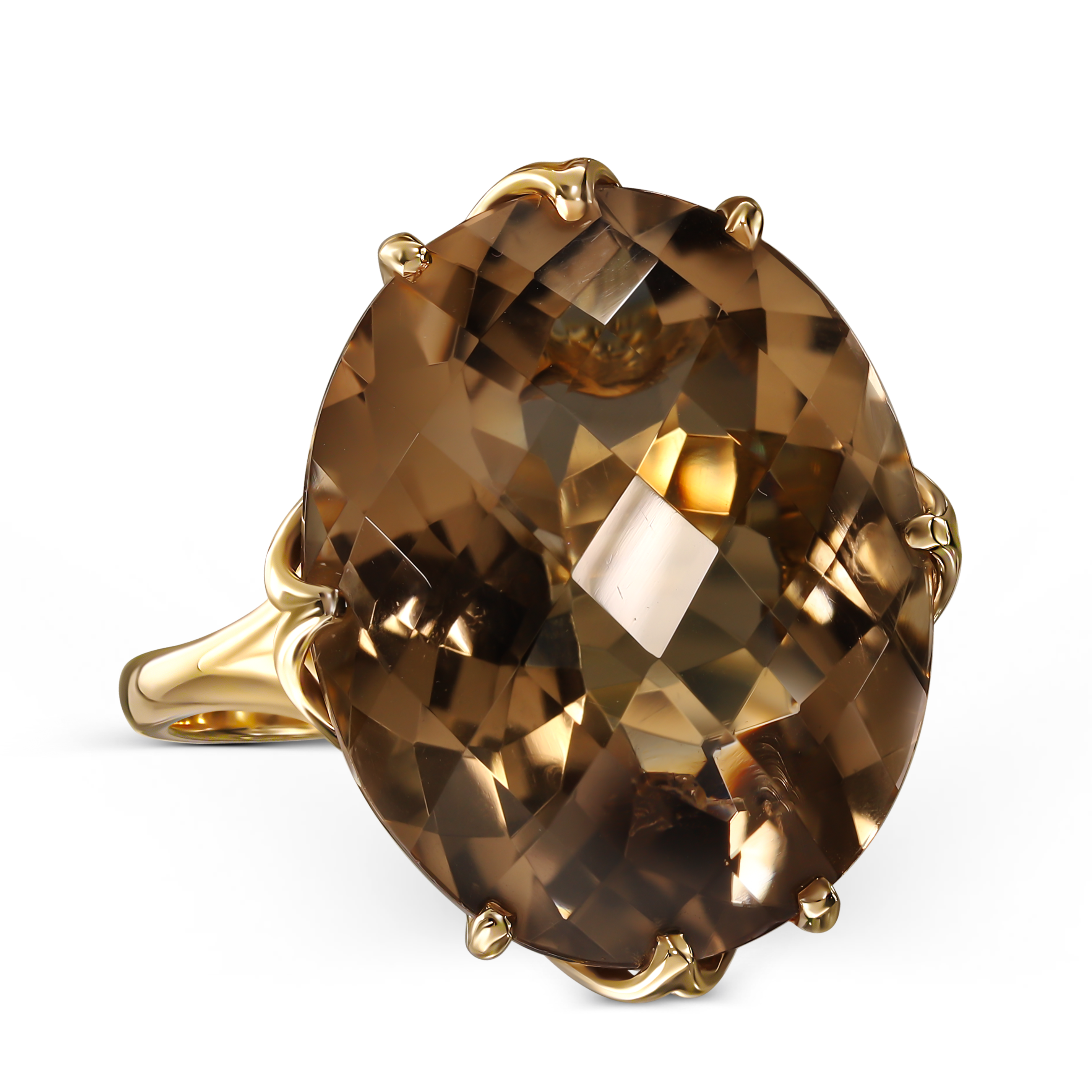 Pierścionek złoty vintage z kwarcem dymnym, próba 585