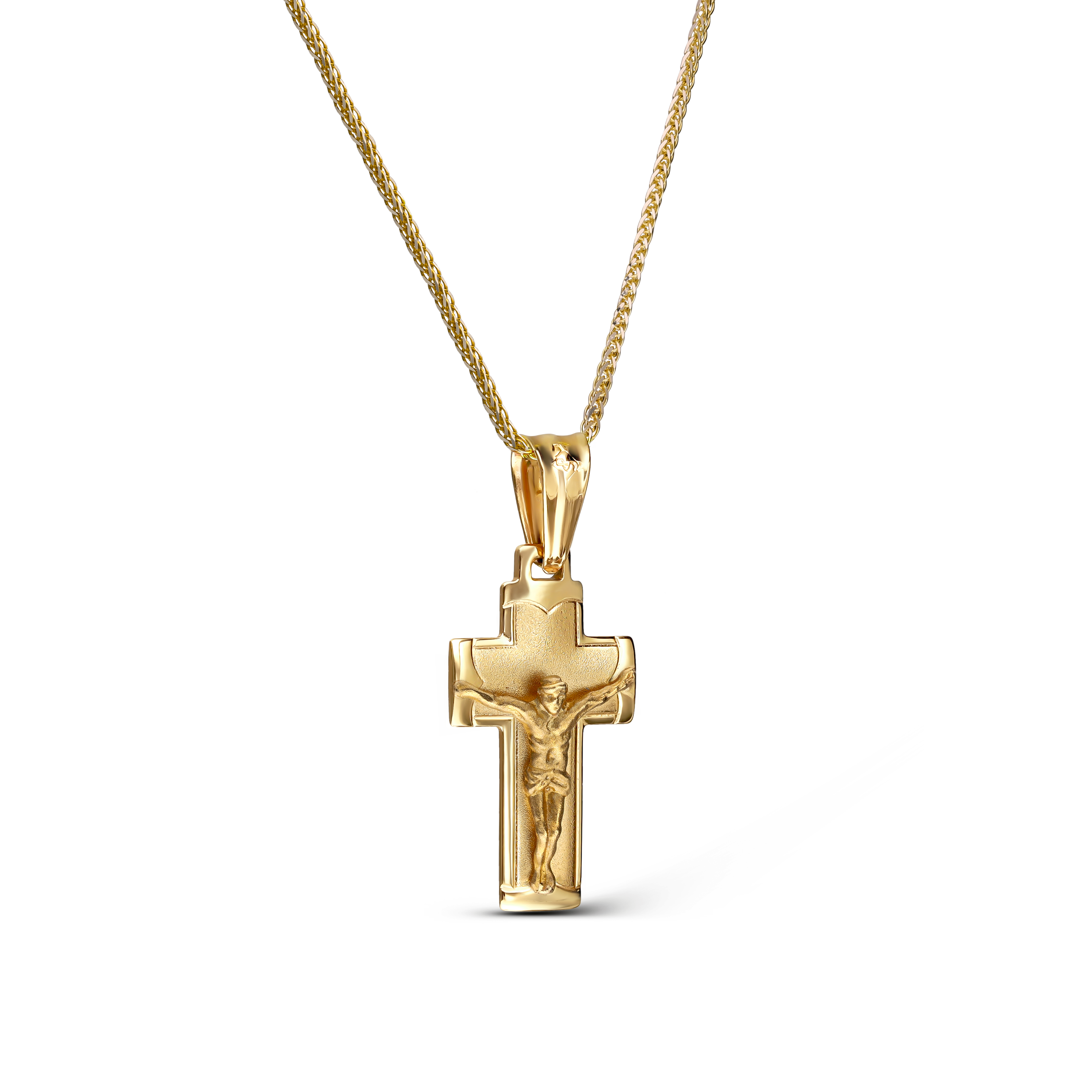 Krzyżyk złoty z postacią Jezusa, próba 585