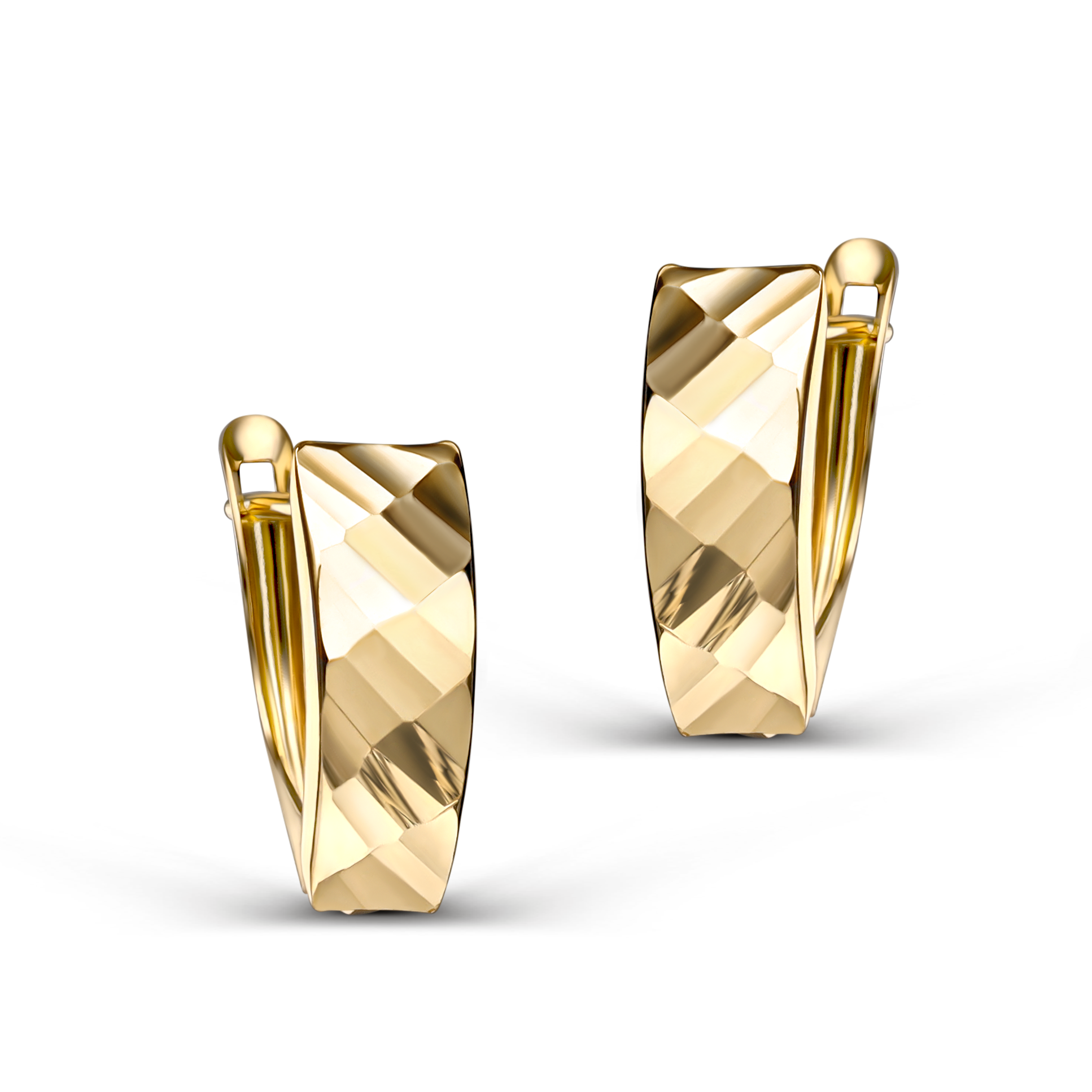 Klasyczne złote kolczyki na angielskim zapięciu z szlifowaną powierzchnią, próba 585