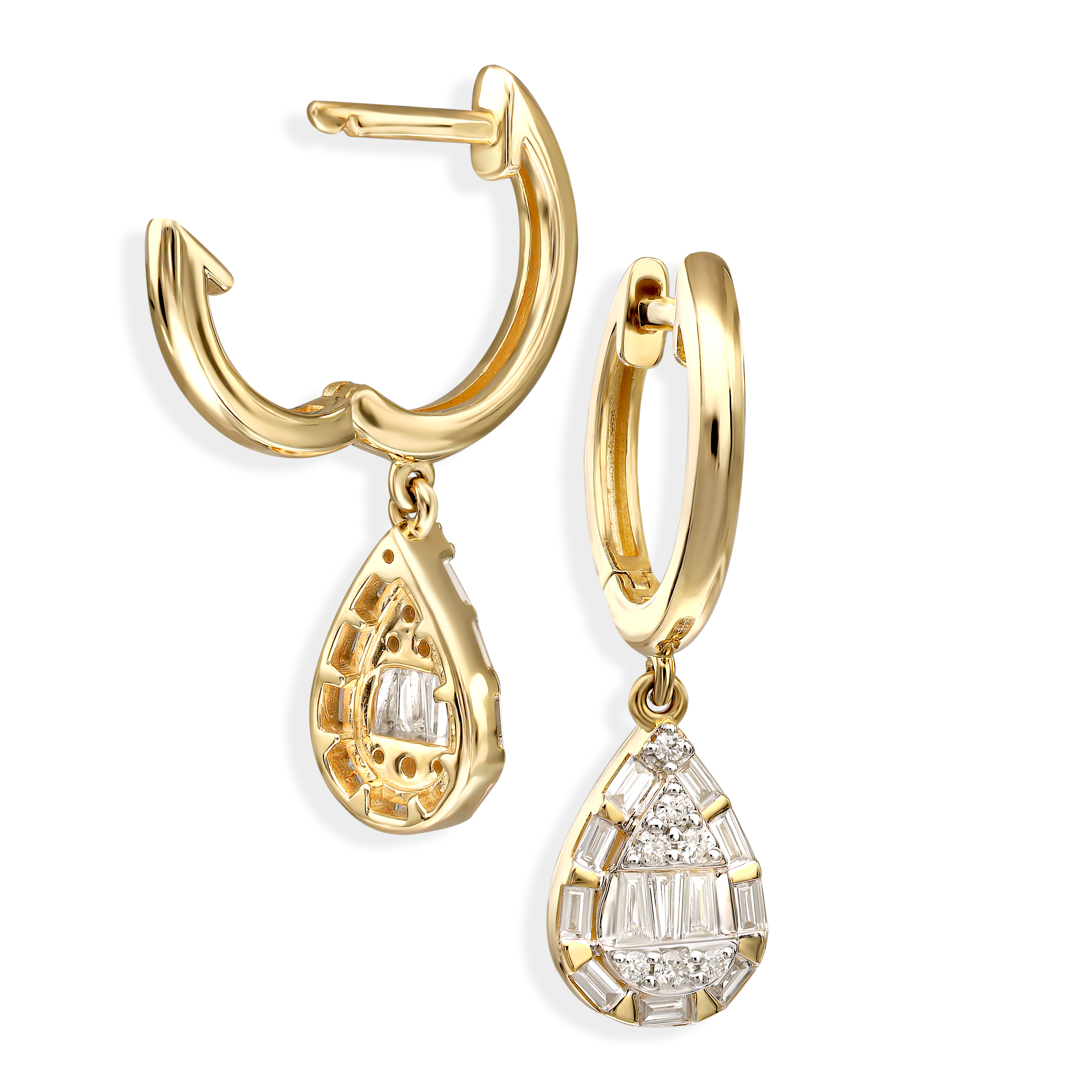 Kolczyki złote wiszące z diamentami naturalnymi 0.51 ct, próba 585