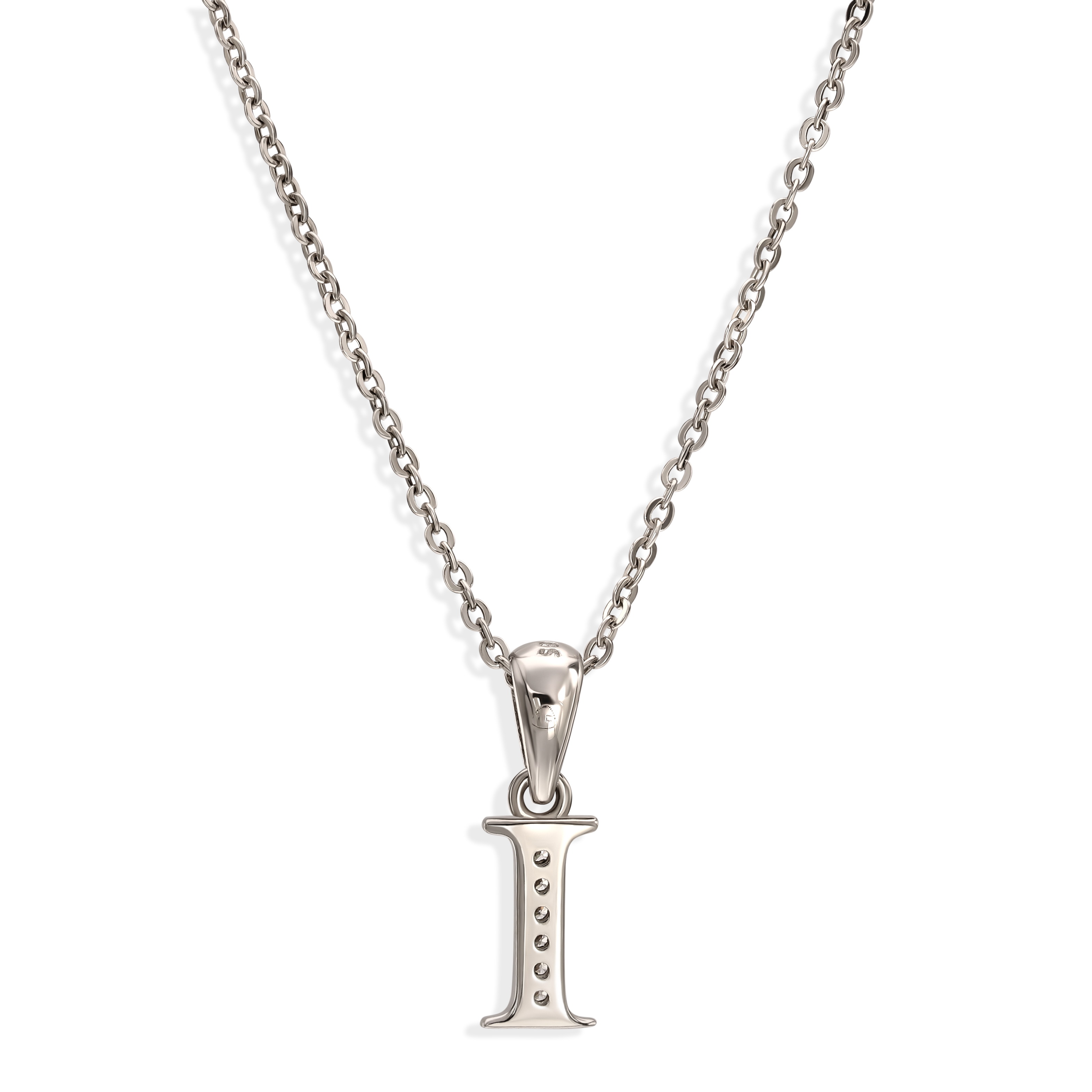 Zawieszka srebrna z cyrkoniami literka I, próba 925