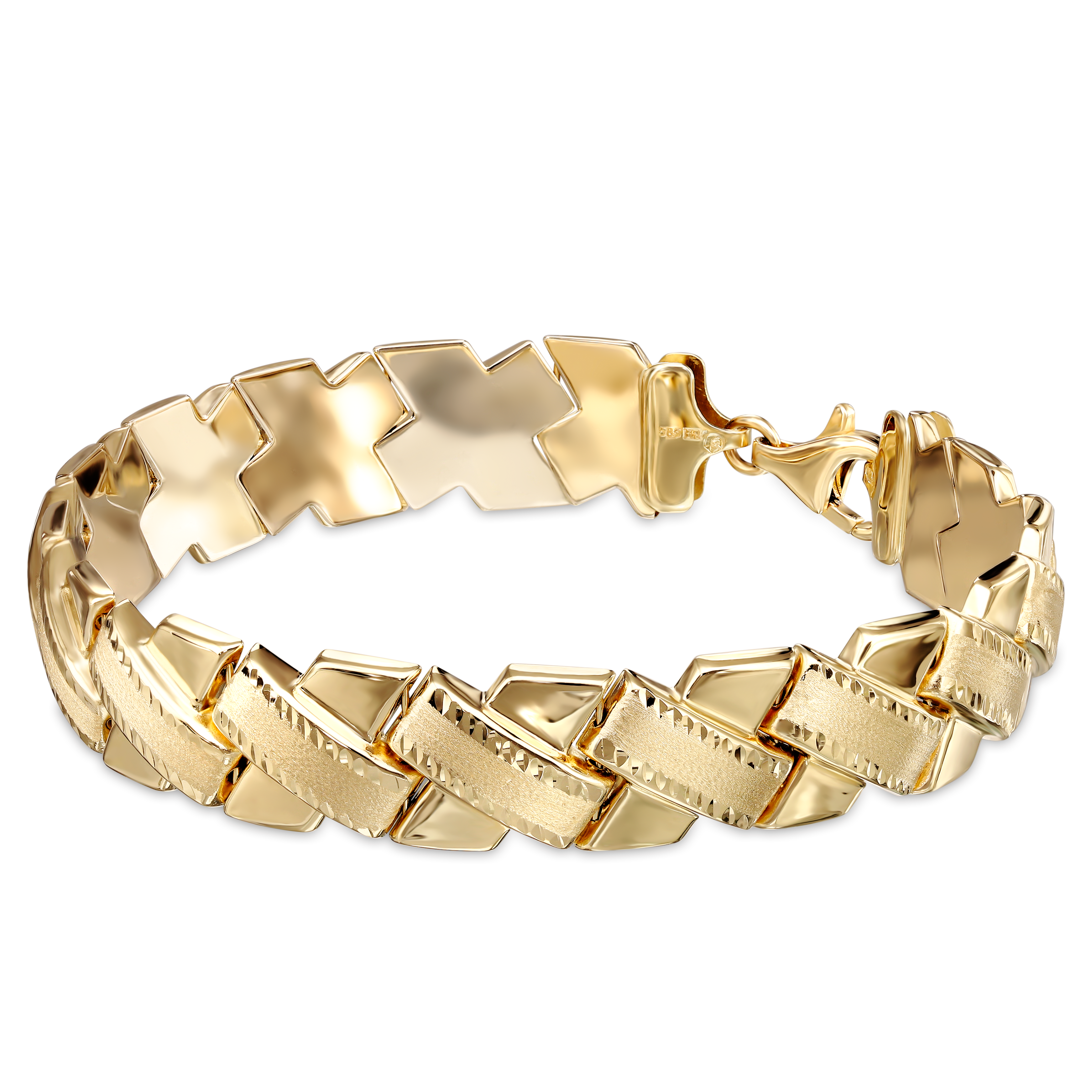 Bransoleta złota szeroka, długość 19,5 cm, próba 585
